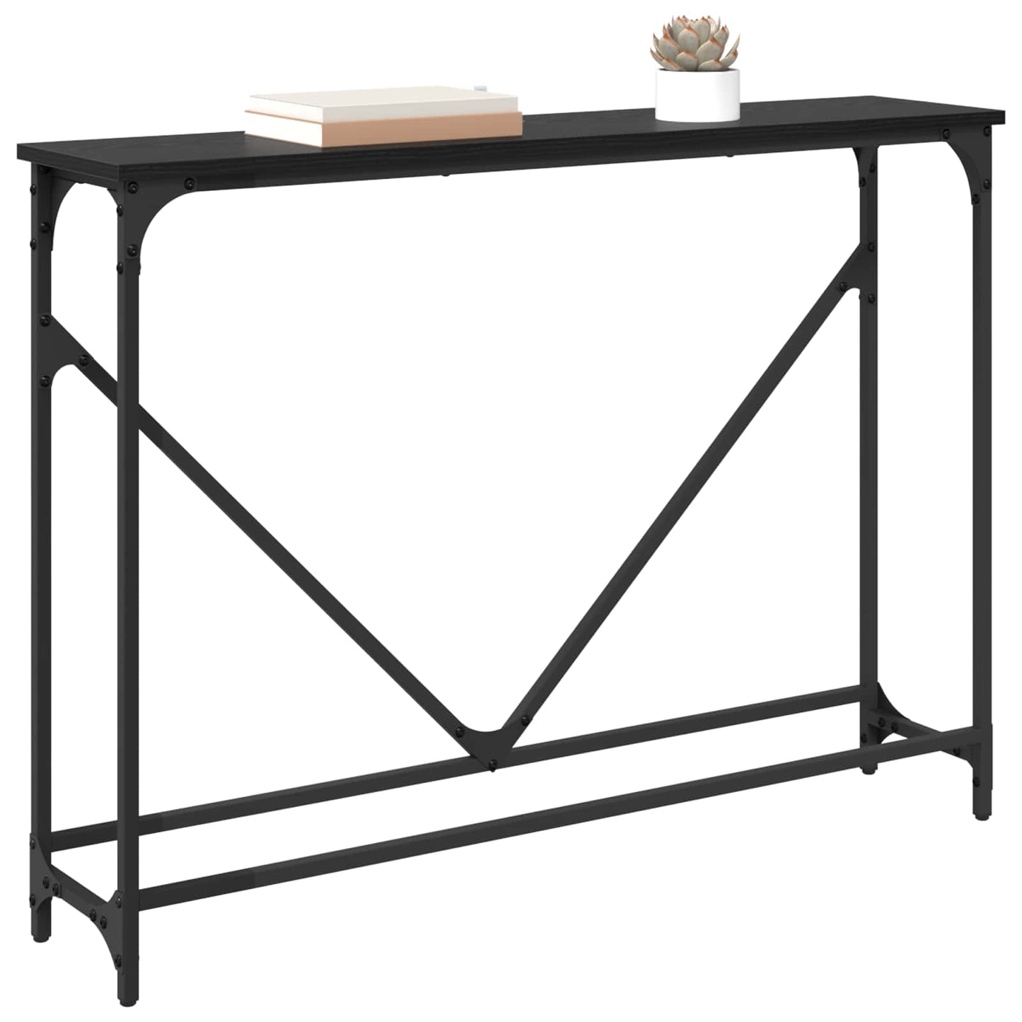 Konsollbord Svart Eik 102 x 23 x 75 cm Konstruert tre