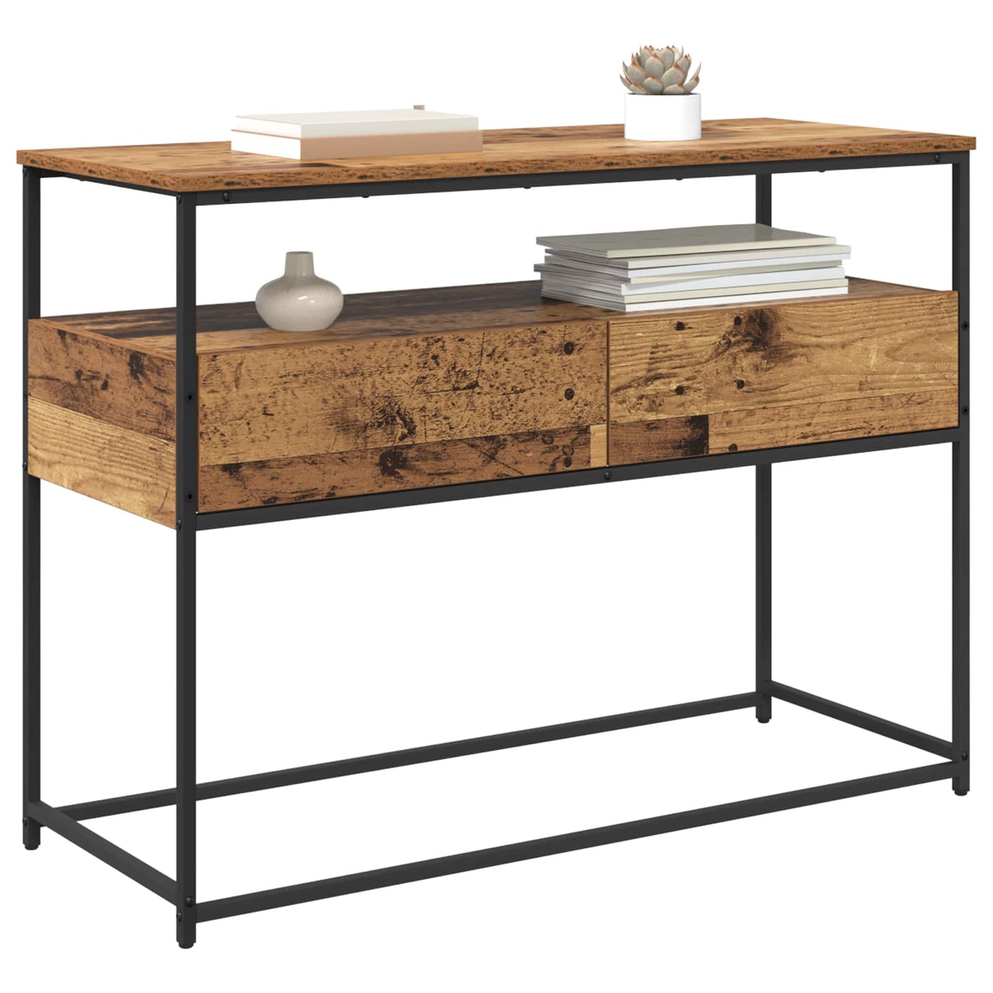 Konsollbord med skuff Gamle tre 100 x 40 x 75 cm Konstruert tre
