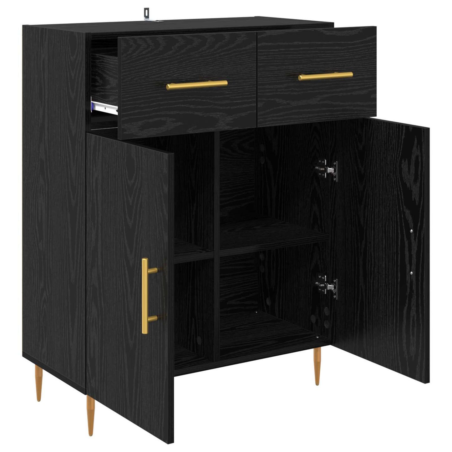 Serviesskap Svart Eik 69,5 x 34 x 90 cm Konstruert tre