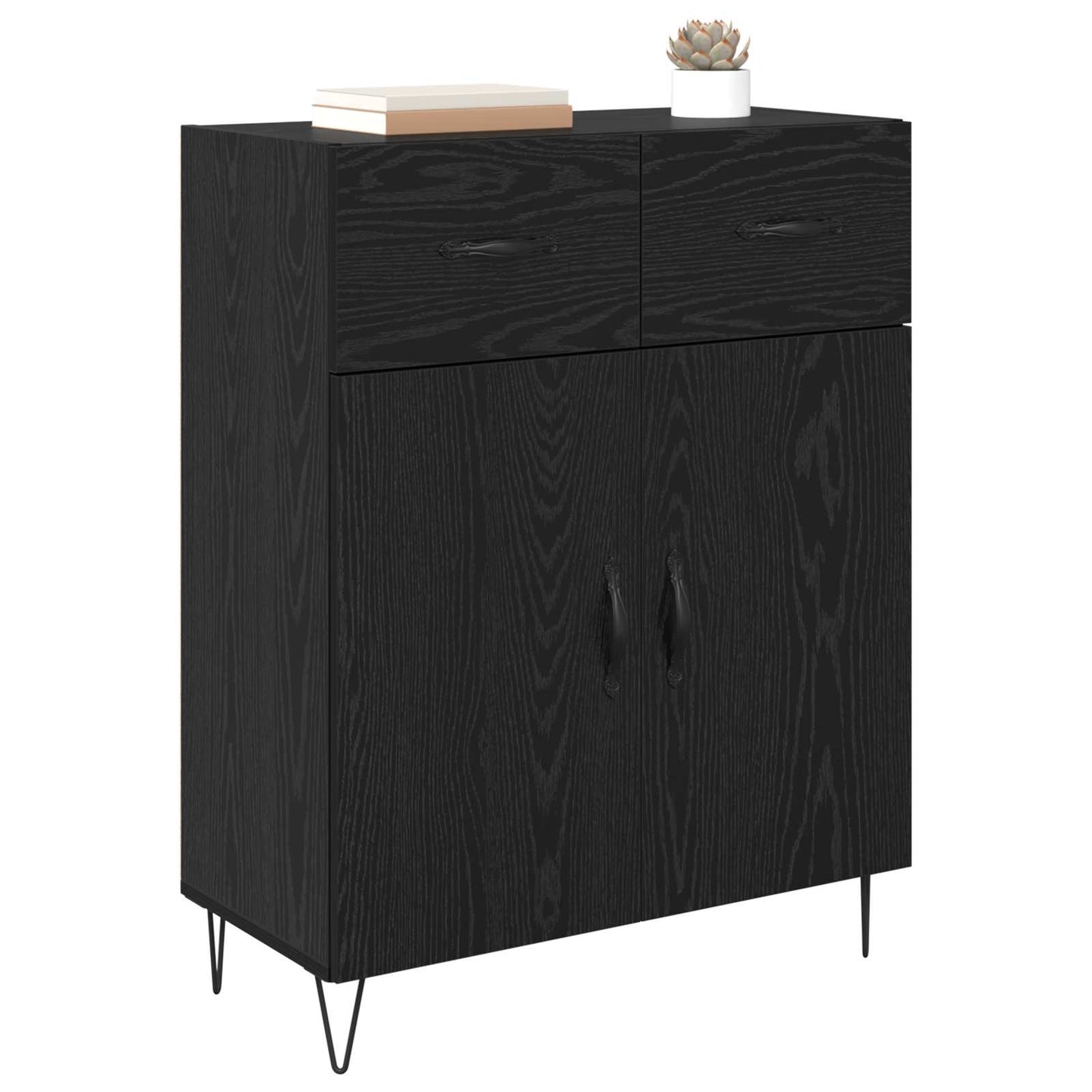 Serviesskap Svart Eik 69,5 x 34 x 90 cm Konstruert tre