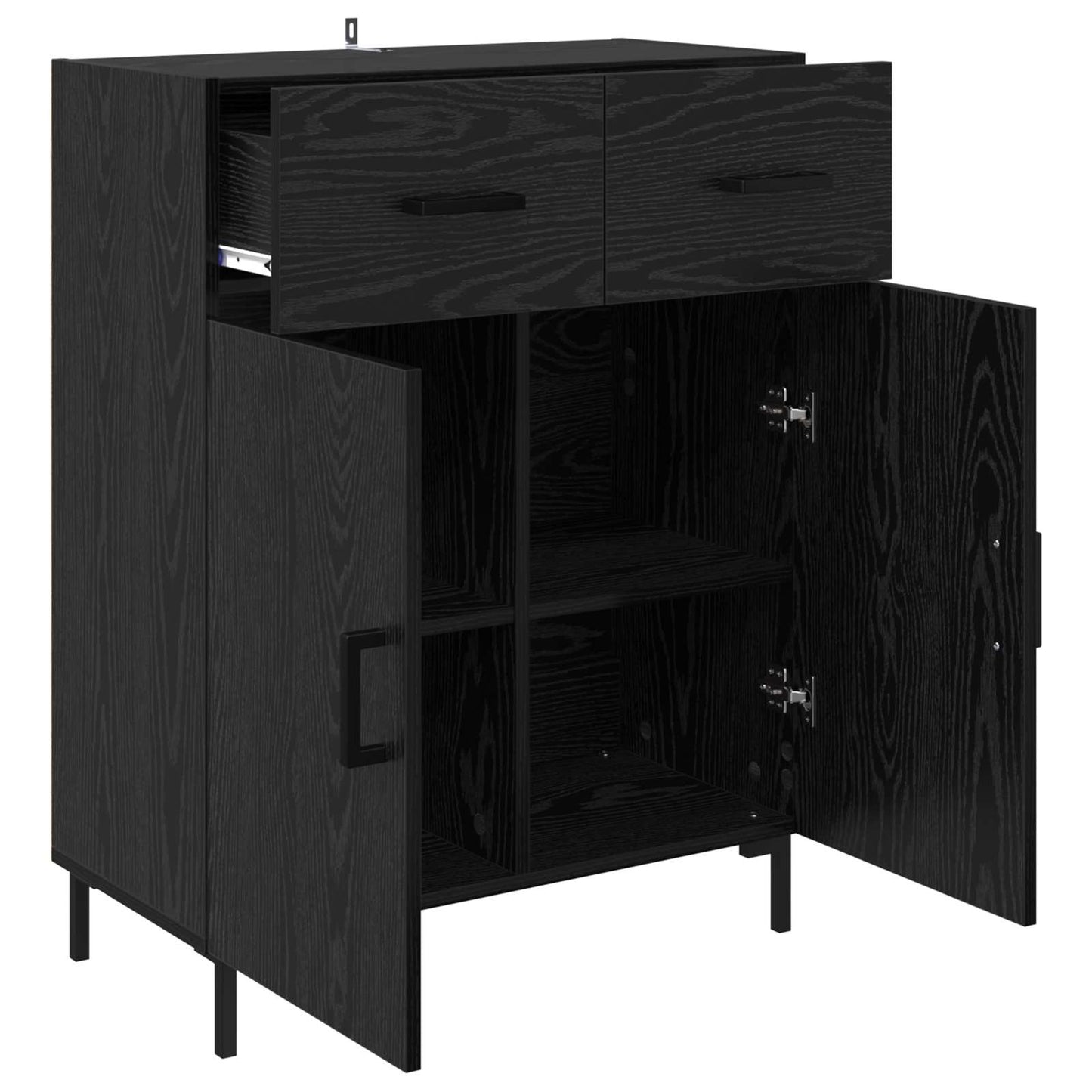 Serviesskap Svart Eik 69,5 x 34 x 90 cm Konstruert tre
