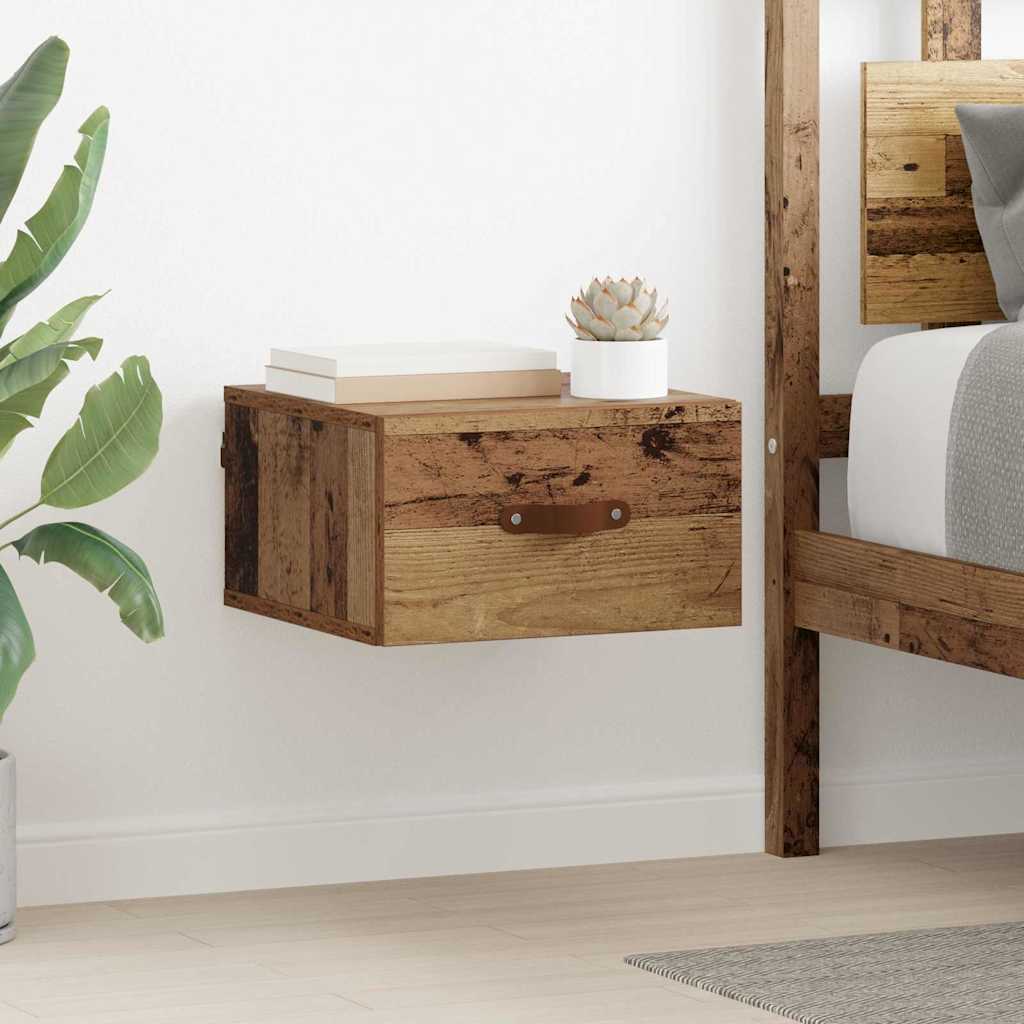 Vegghengt nattbord Gamle tre 35 x 35 x 20 cm Konstruert tre