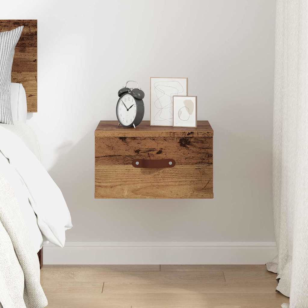 Vegghengt nattbord Gamle tre 35 x 35 x 20 cm Konstruert tre