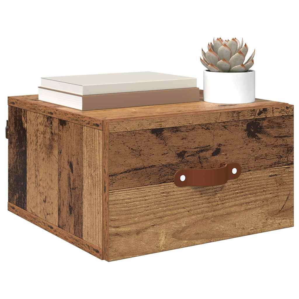 Vegghengt nattbord Gamle tre 35 x 35 x 20 cm Konstruert tre