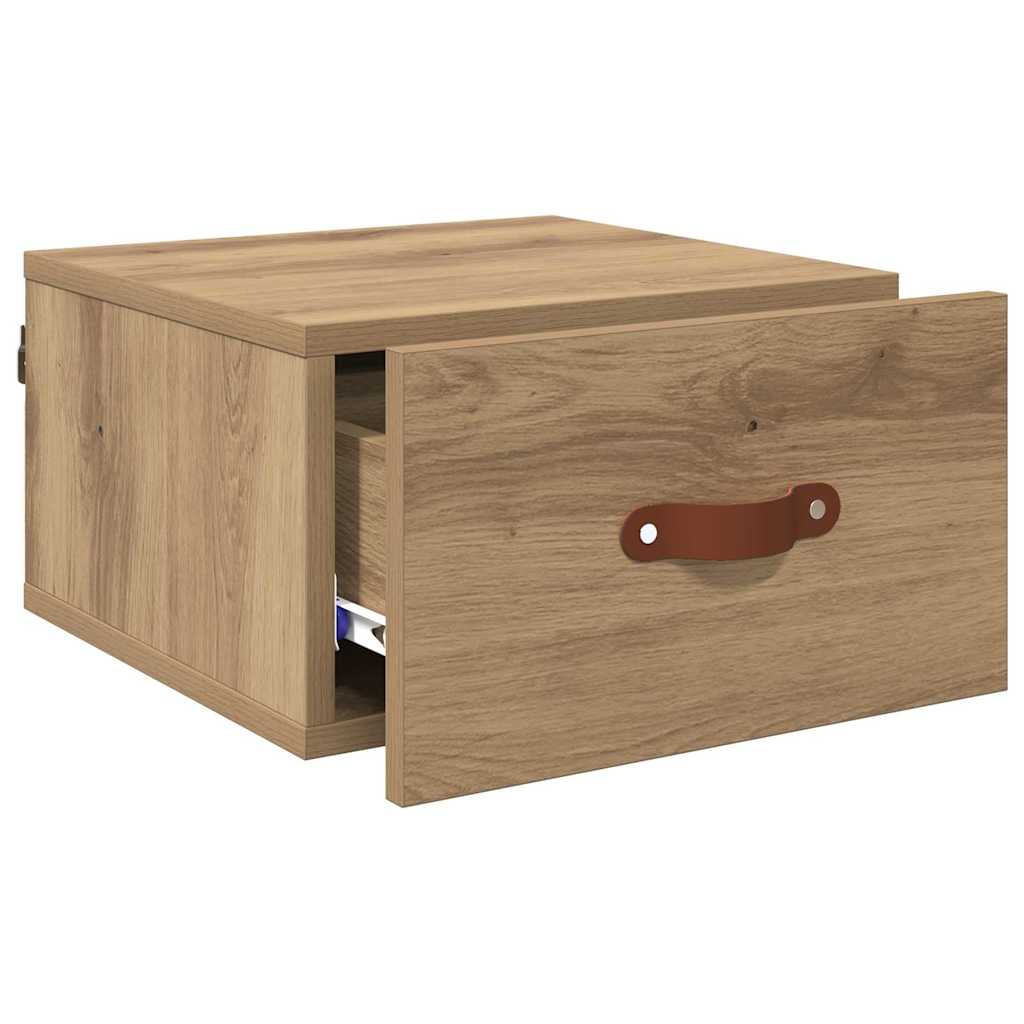 Vegghengt nattbord 35 x 35 x 20 cm Konstruert tre Artisan Eik