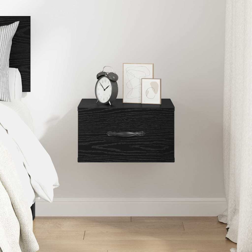 Nattbordskap med skuff Svart eik 35 x 35 x 20 cm Konstruert tre