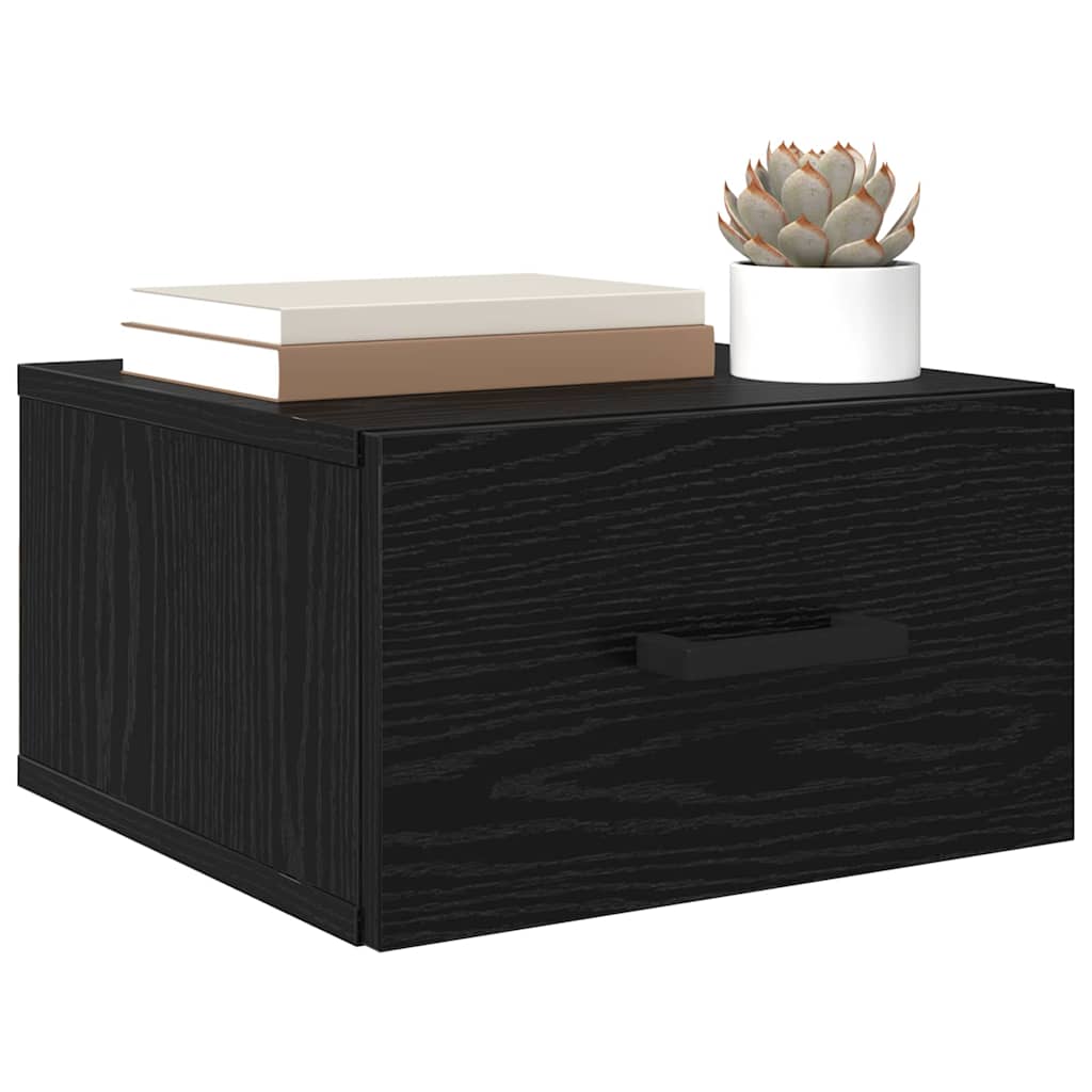 Nattbordskap med skuff Svart eik 35 x 35 x 20 cm Konstruert tre