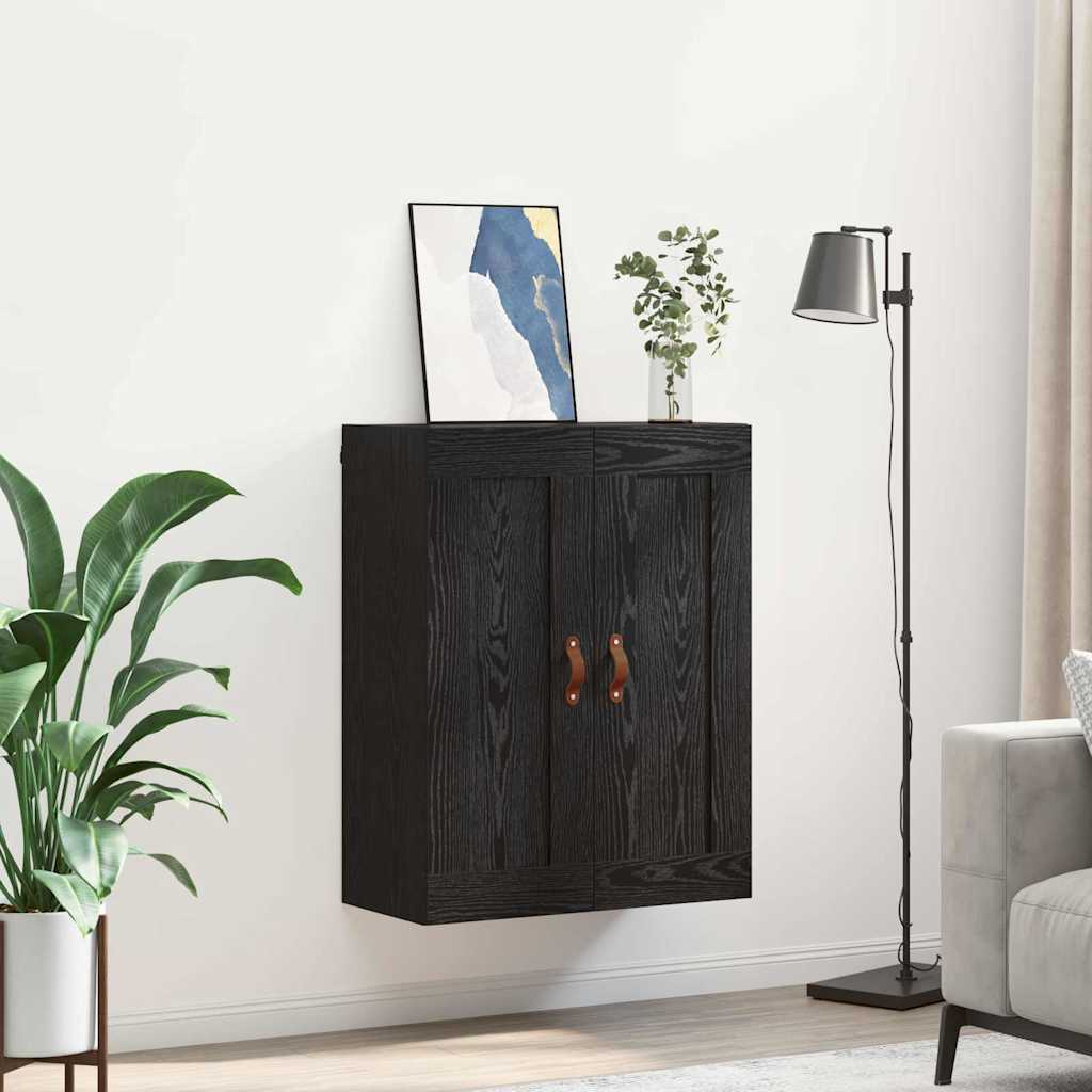Veggskap Svart Eik 69,5 x 34 x 90 cm Konstruert tre