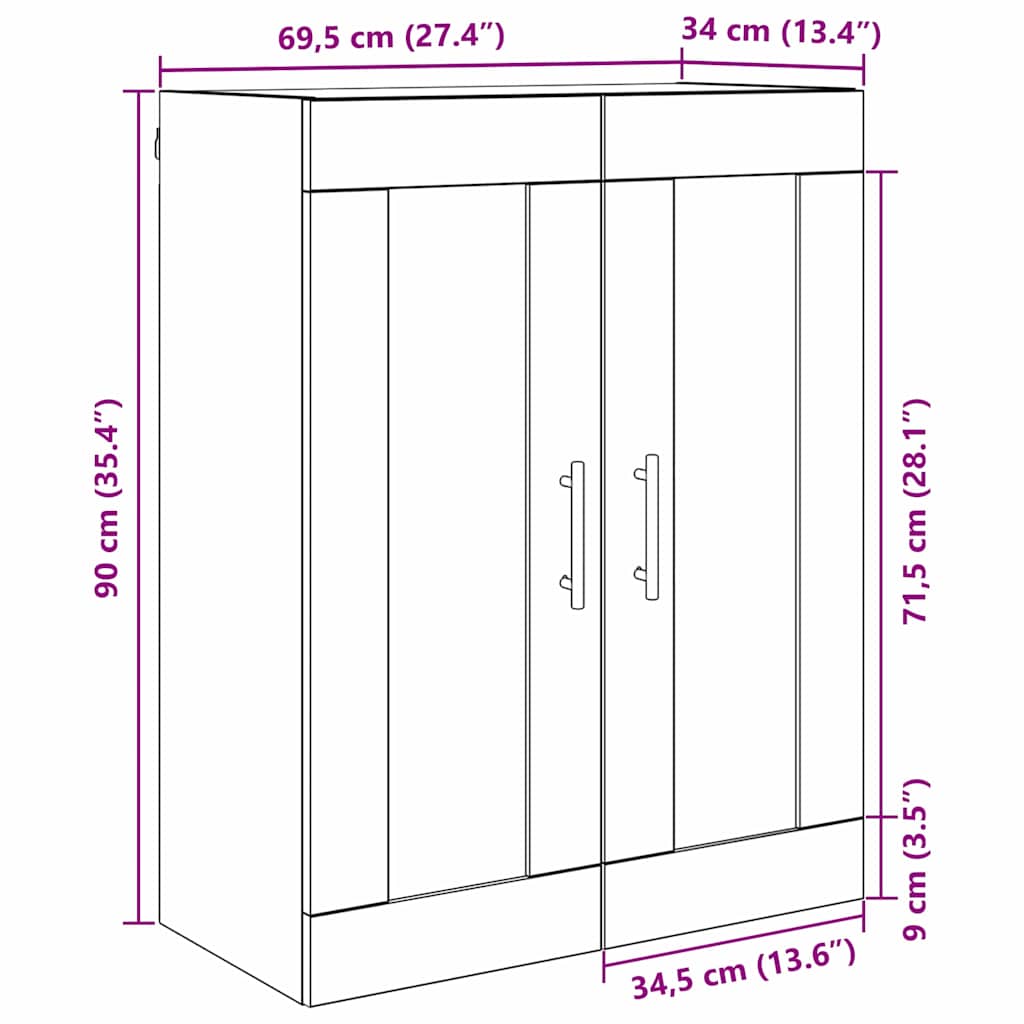 Veggskap Gamle tre 69,5 x 34 x 90 cm Konstruert tre