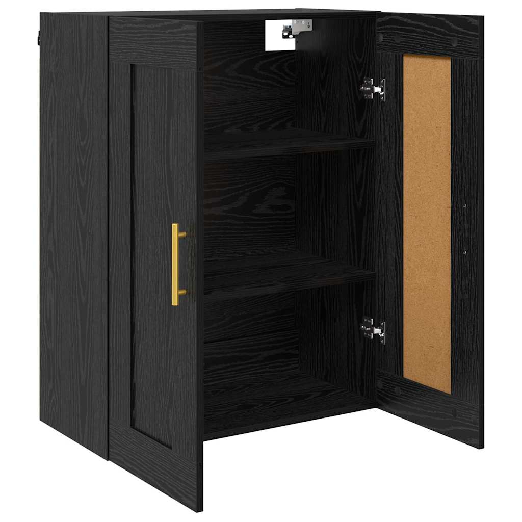 Veggskap Svart Eik 69,5 x 34 x 90 cm Konstruert tre