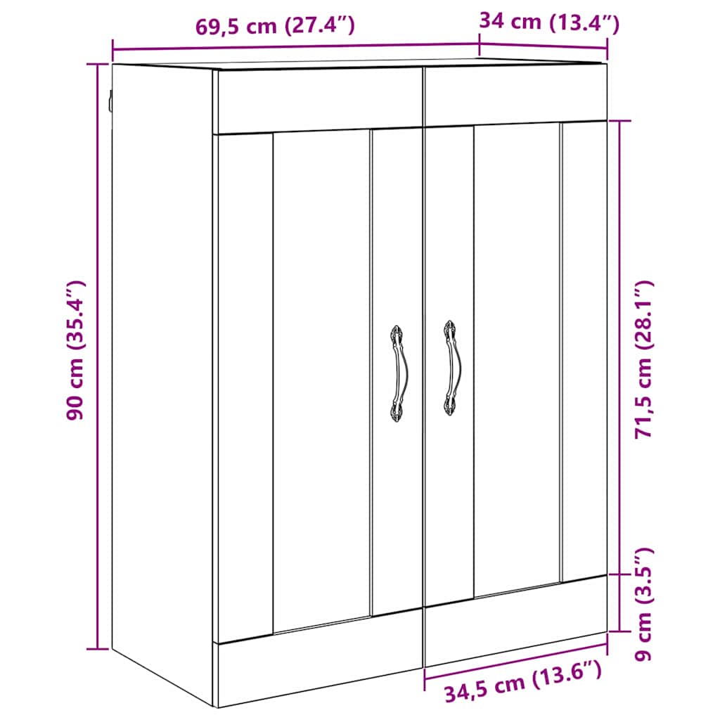 Veggskap Gamle tre 69,5 x 34 x 90 cm Konstruert tre