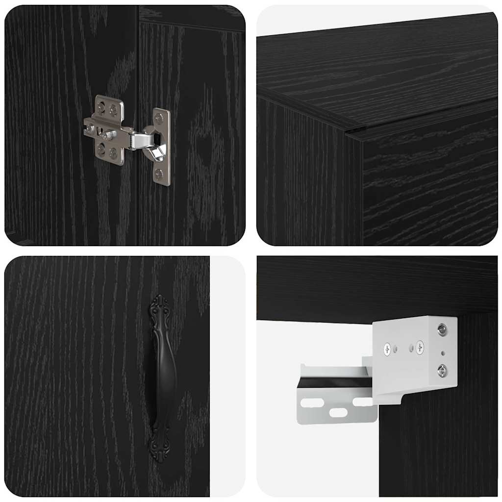 Veggskap Svart Eik 69,5 x 34 x 90 cm Konstruert tre
