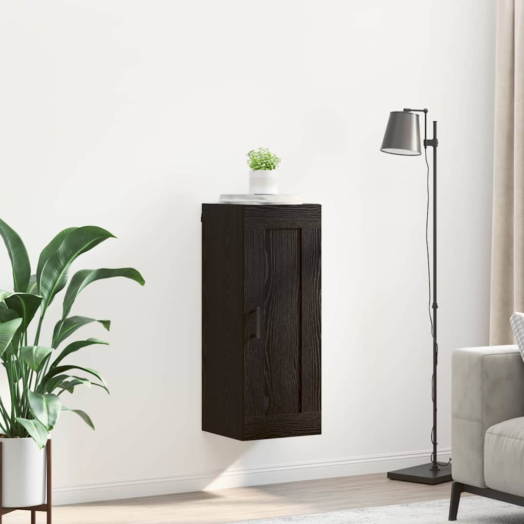 Veggskap Svart Eik 34,5 x 34 x 90 cm Konstruert tre