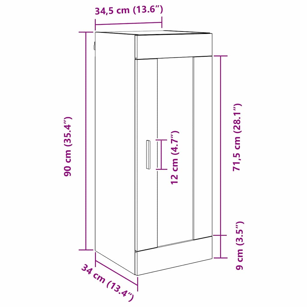 Veggskap Artisan Eik 34,5 x 34 x 90 cm Konstruert tre