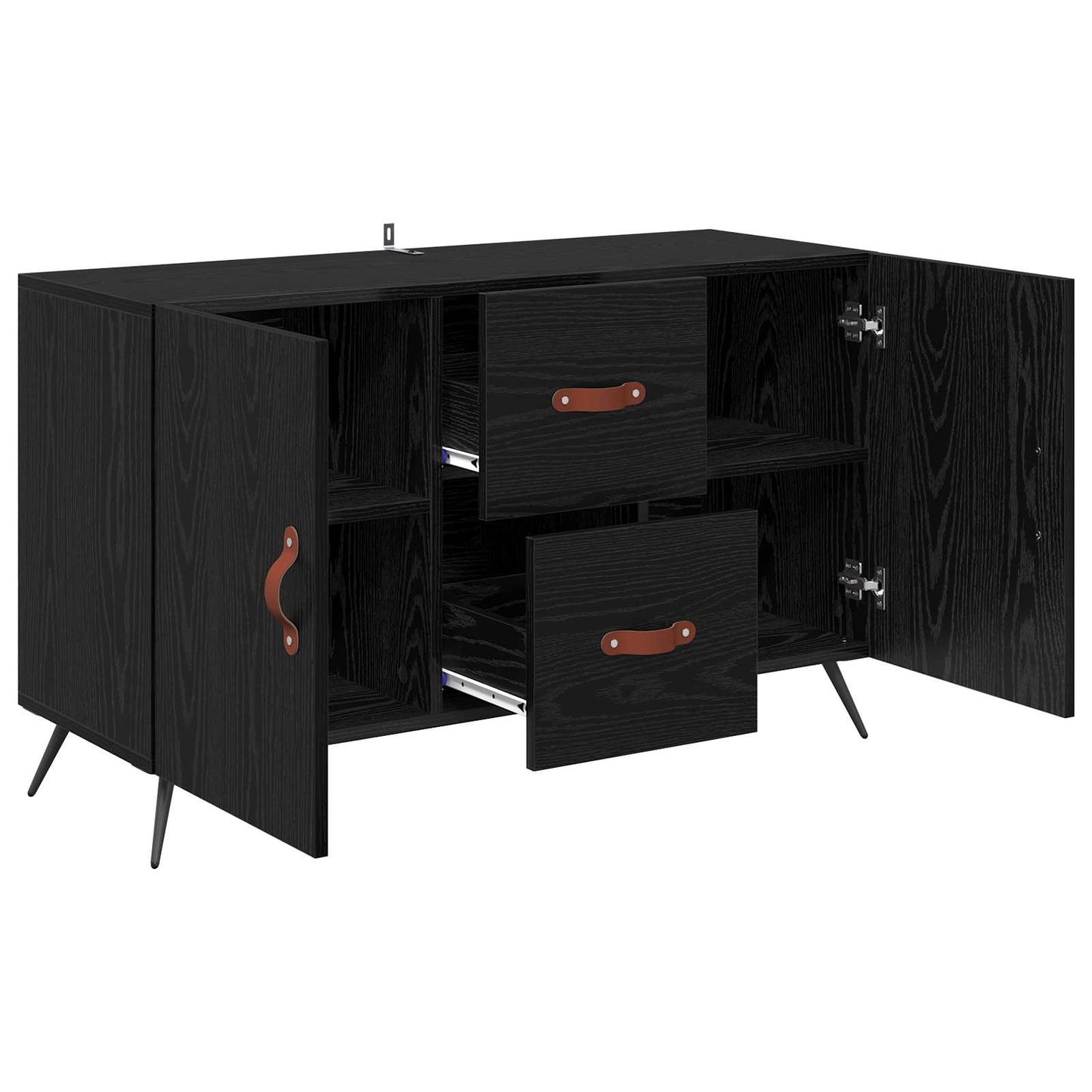 Serviesskap med skuff Svart Eik 100 x 36 x 60 cm Konstruert tre