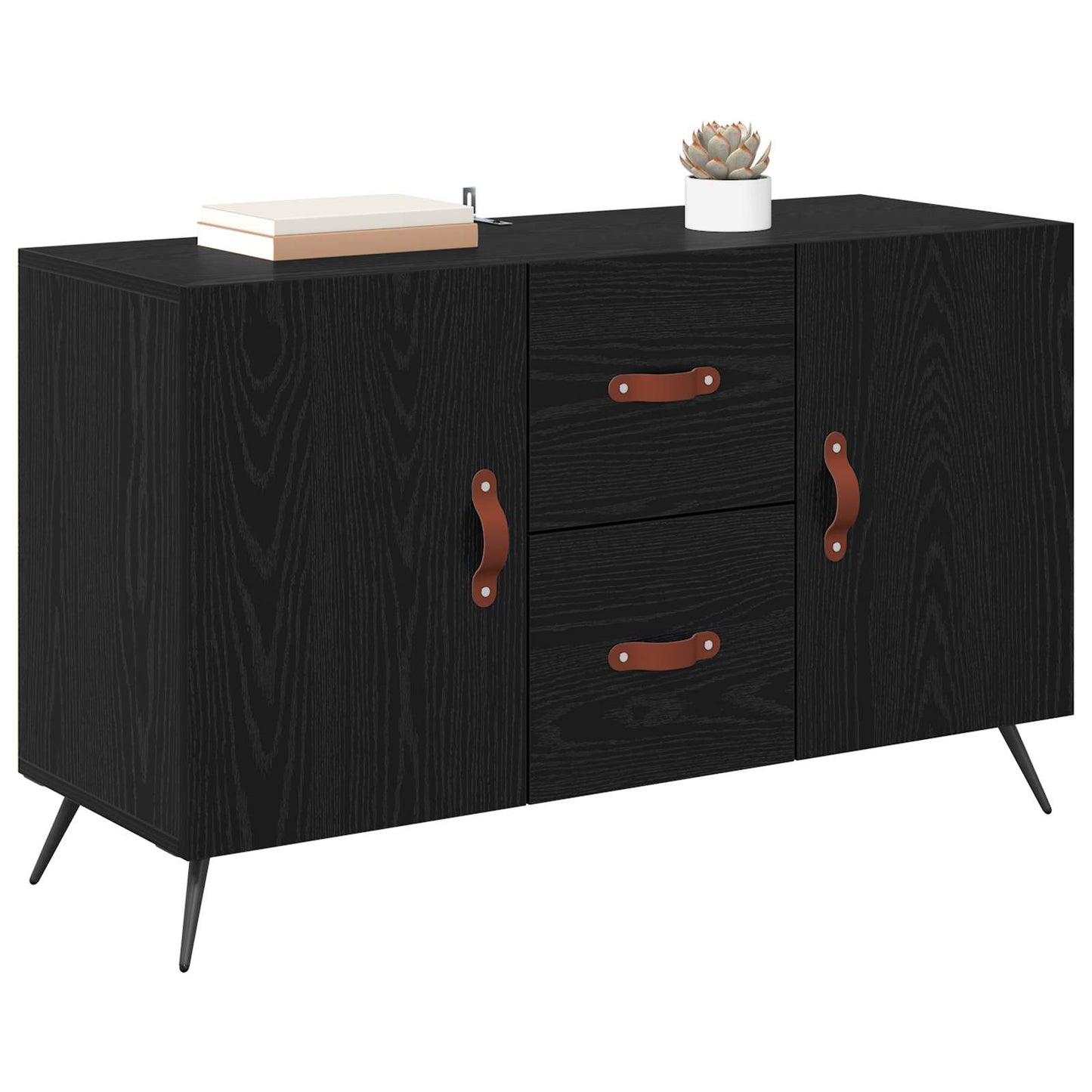 Serviesskap med skuff Svart Eik 100 x 36 x 60 cm Konstruert tre