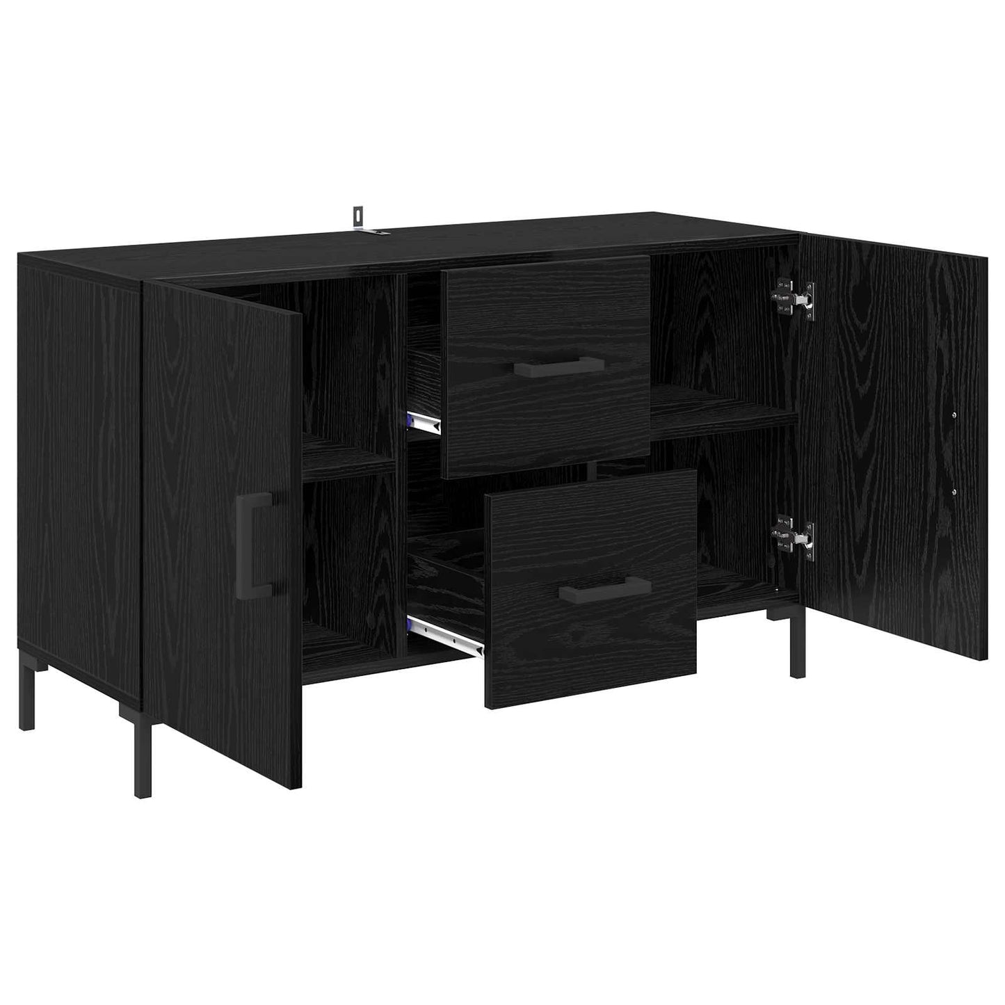 Serviesskap med skuff Svart Eik 100 x 36 x 60 cm Konstruert tre