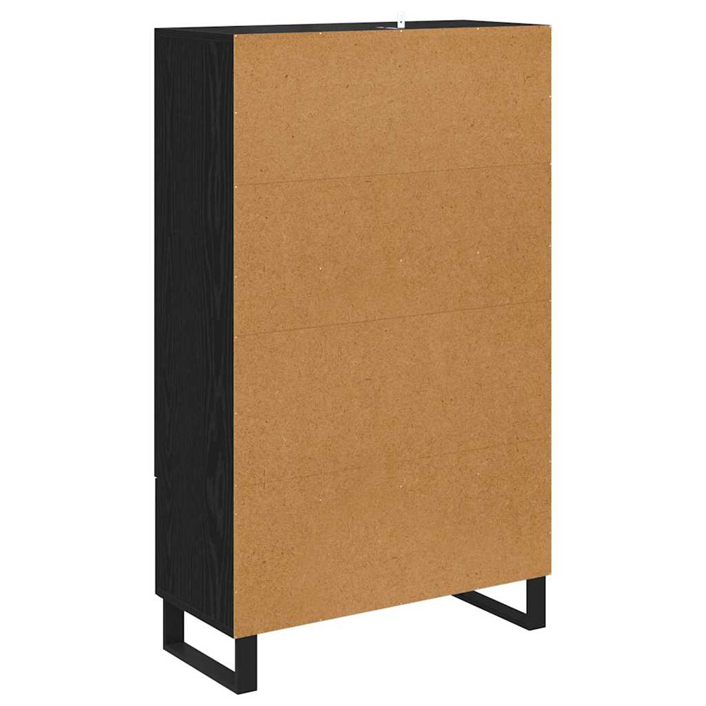 Høyskap med skuff Svart Eik 69,5 x 30 x 115 cm Konstruert tre