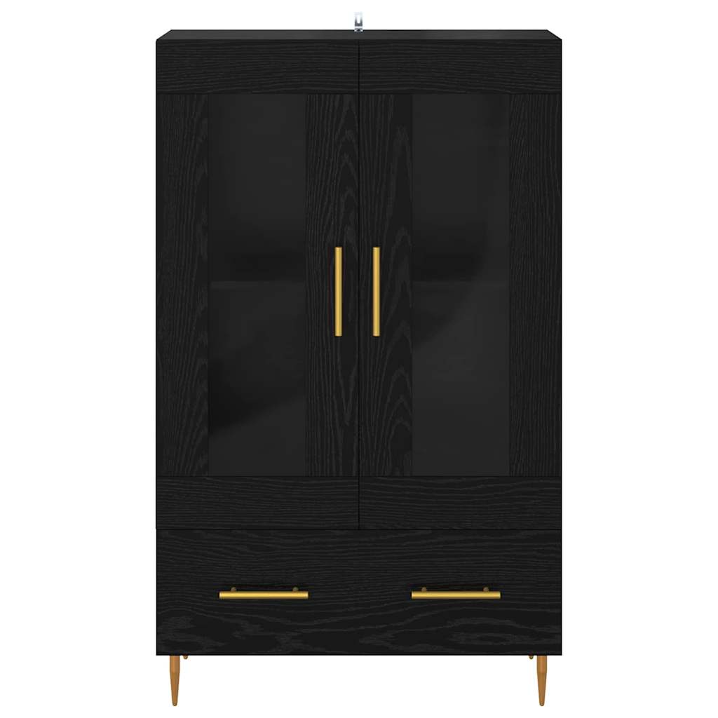 Høyskap Svart Eik 69,5 x 31 x 115 cm Sponplater og glass