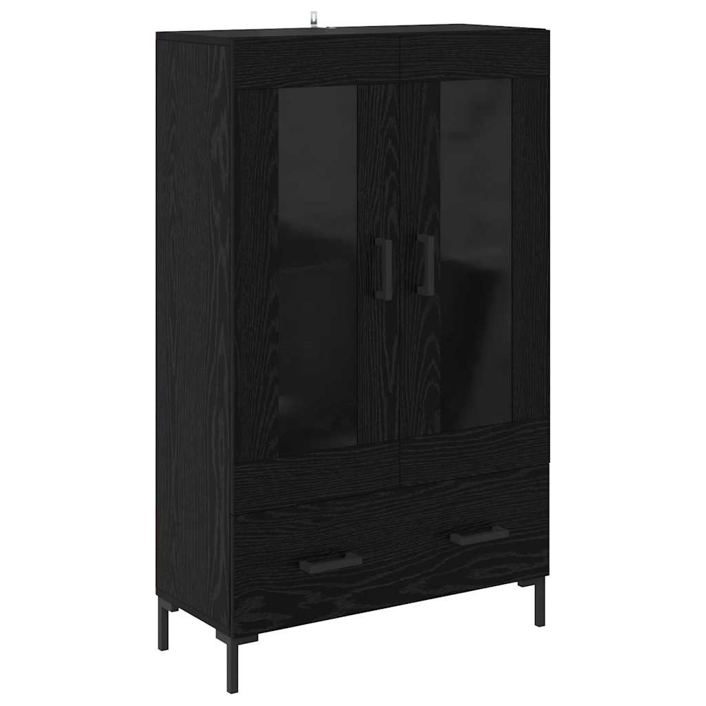 Høyskap med skuff Svart Eik 69,5 x 31 x 115 cm Konstruert tre