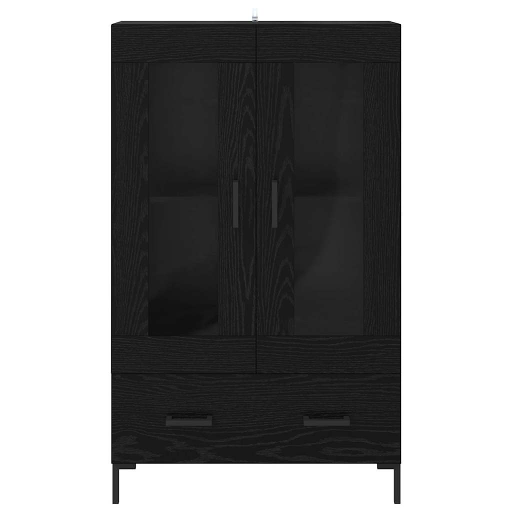 Høyskap med skuff Svart Eik 69,5 x 31 x 115 cm Konstruert tre