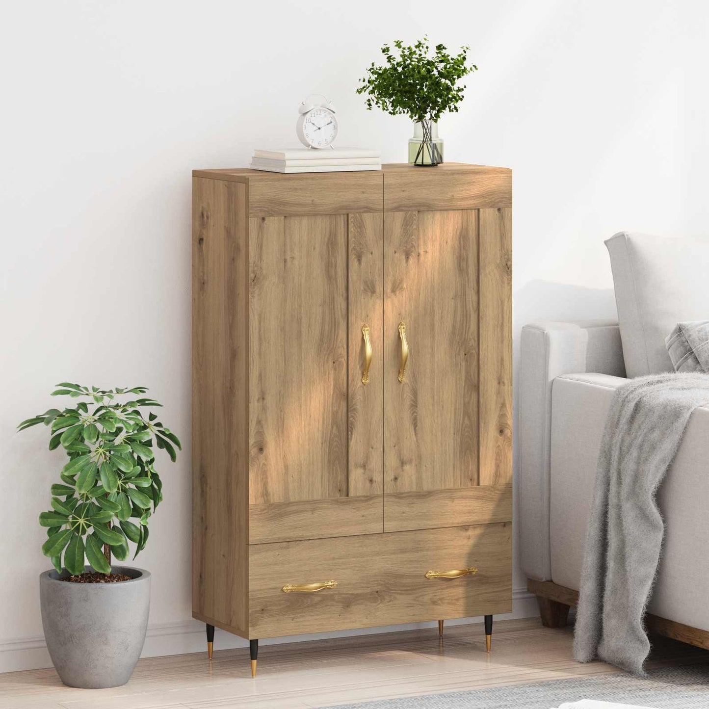Høyskap med skuff Artisan Eik 69,5 x 31 x 115 cm Konstruert tre