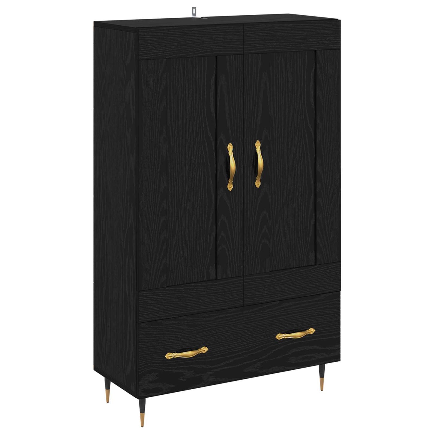 Høyskap med skuff Svart Eik 69,5 x 31 x 115 cm Konstruert tre