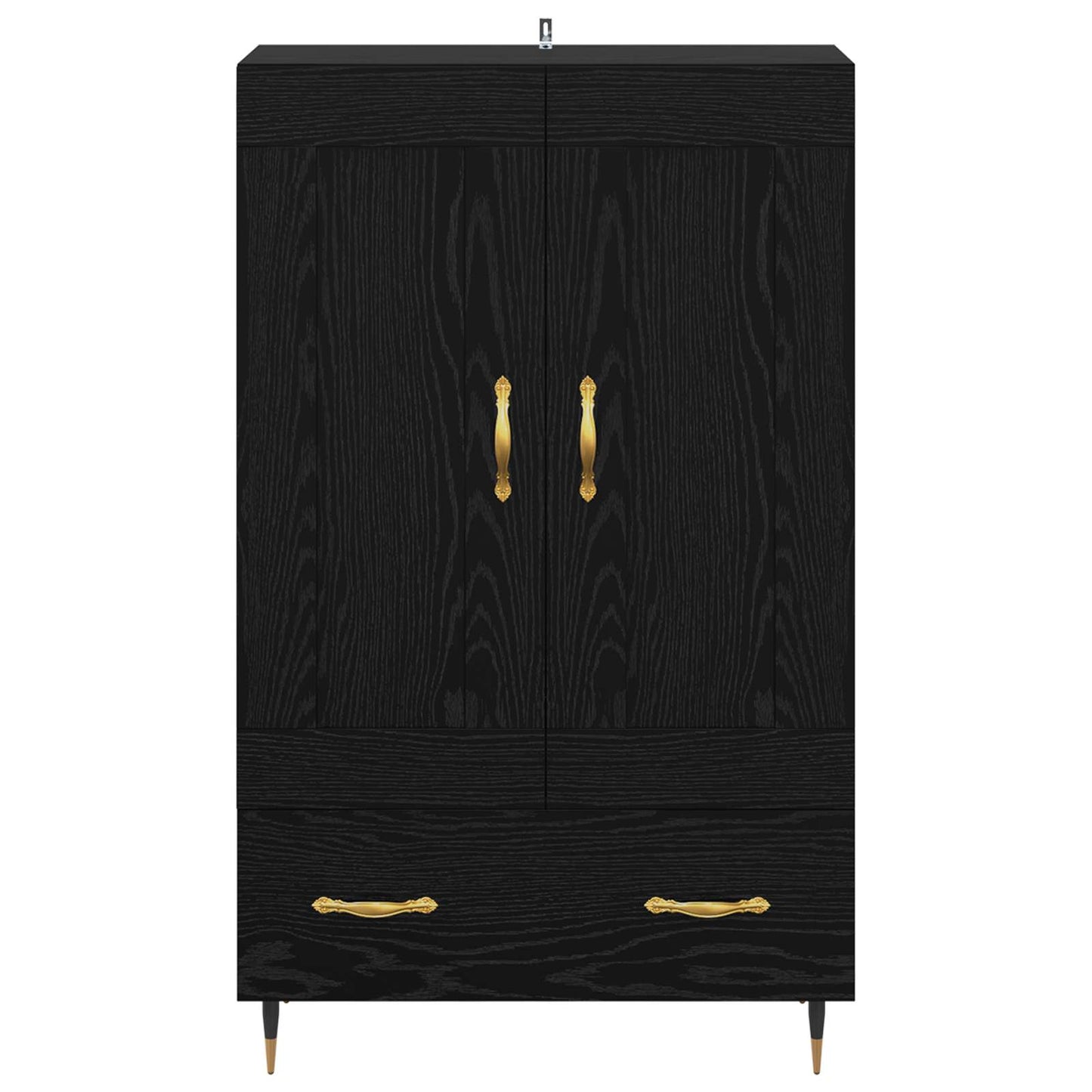 Høyskap med skuff Svart Eik 69,5 x 31 x 115 cm Konstruert tre