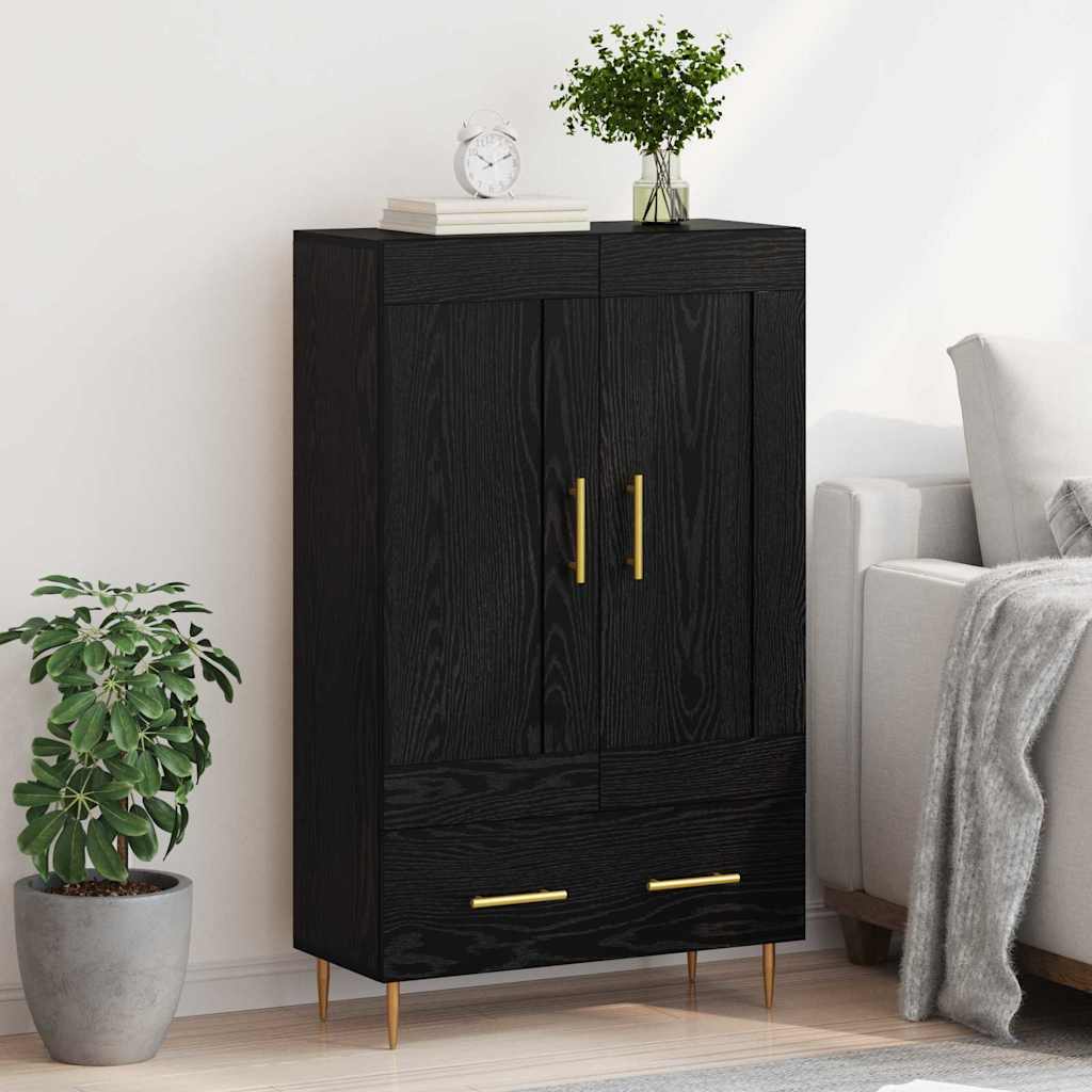 Høyskap med skuff Svart Eik 69,5 x 31 x 115 cm Konstruert tre