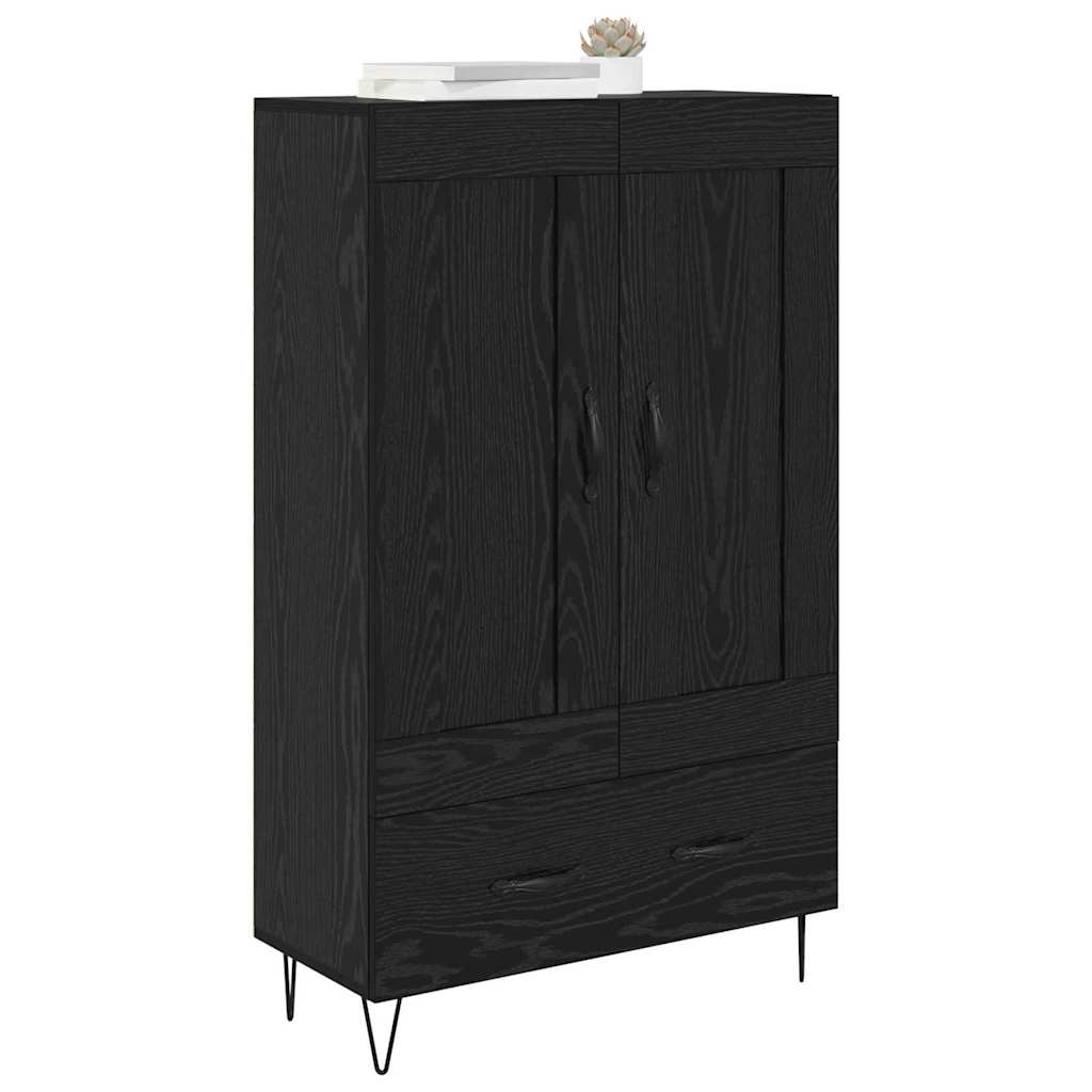 Høyskap med skuff Svart Eik 69,5 x 31 x 115 cm Konstruert tre