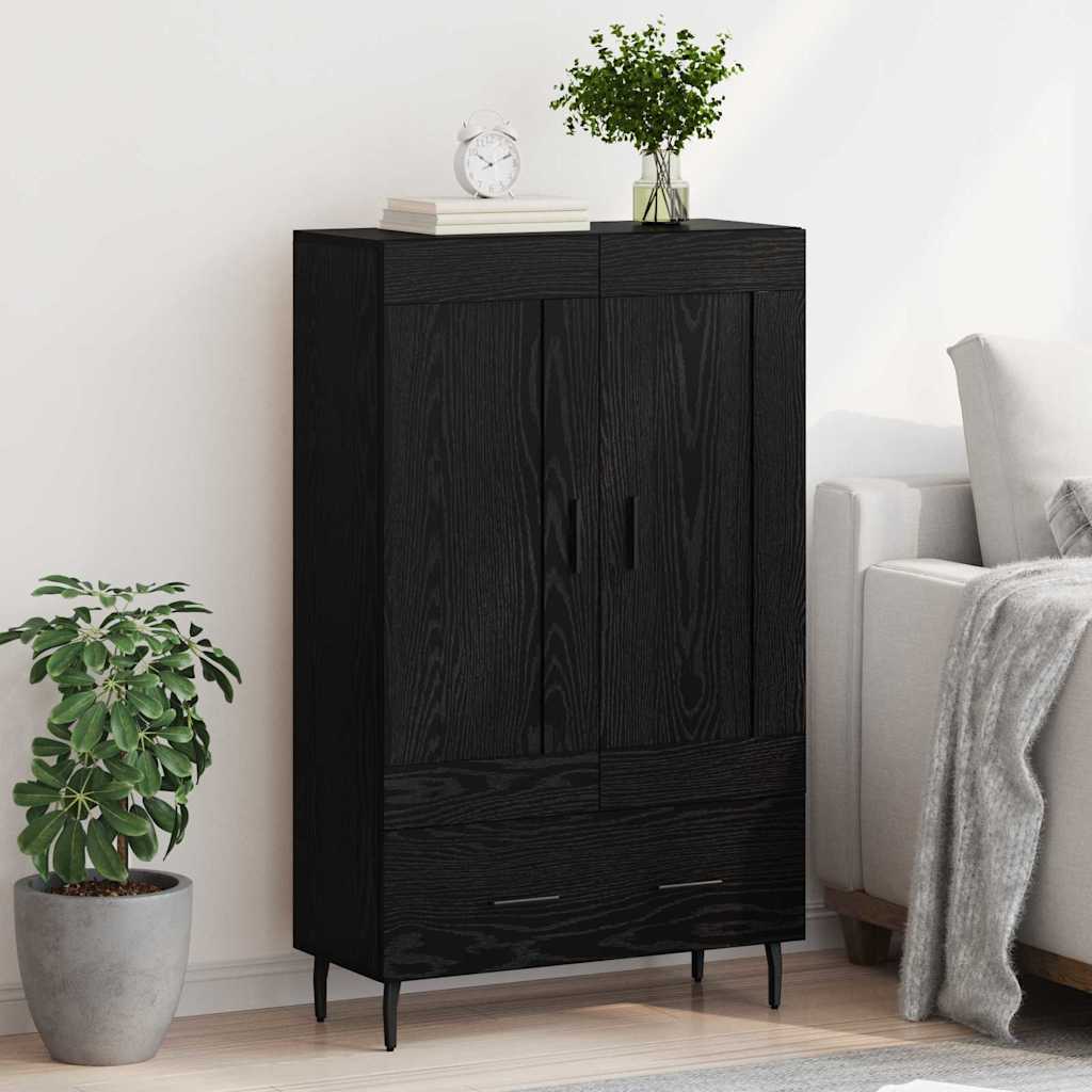 Høyskap med skuff Svart Eik 69,5 x 31 x 115 cm Konstruert tre