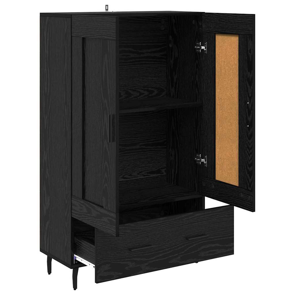 Høyskap med skuff Svart Eik 69,5 x 31 x 115 cm Konstruert tre