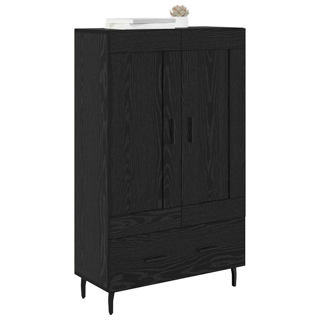 Høyskap med skuff Svart Eik 69,5 x 31 x 115 cm Konstruert tre