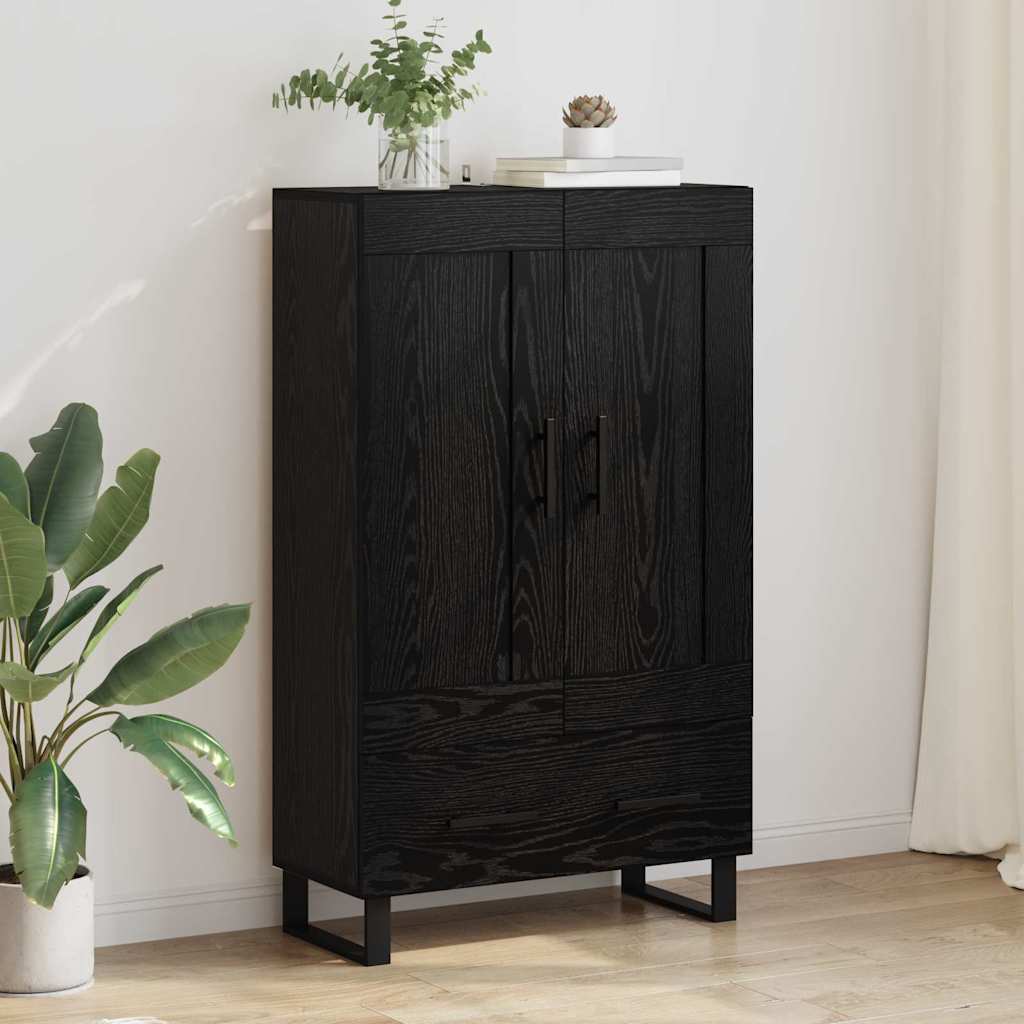 Høyskap med skuff Svart Eik 69,5 x 31 x 115 cm Konstruert tre