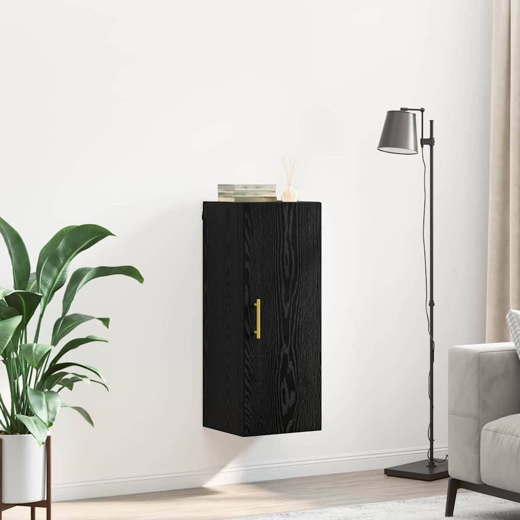 Veggskap Svart Eik 34,5 x 34 x 90 cm Konstruert tre