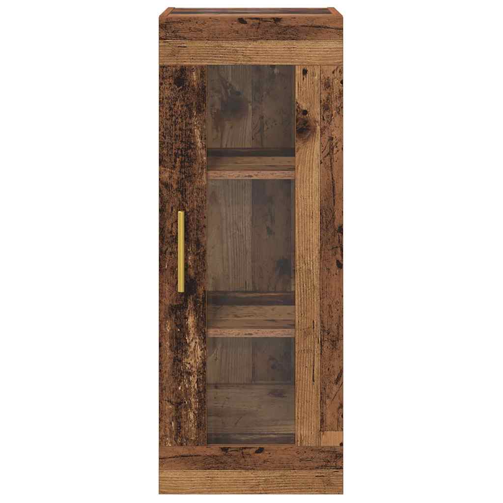 Veggskap Gamle tre 34,5 x 34 x 90 cm Sponplater og glass