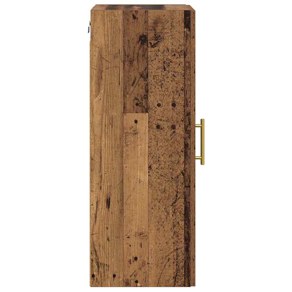 Veggskap Gamle tre 34,5 x 34 x 90 cm Sponplater og glass