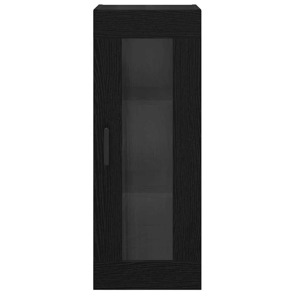 Veggskap Svart Eik 34,5 x 34 x 90 cm Sponplater og glass