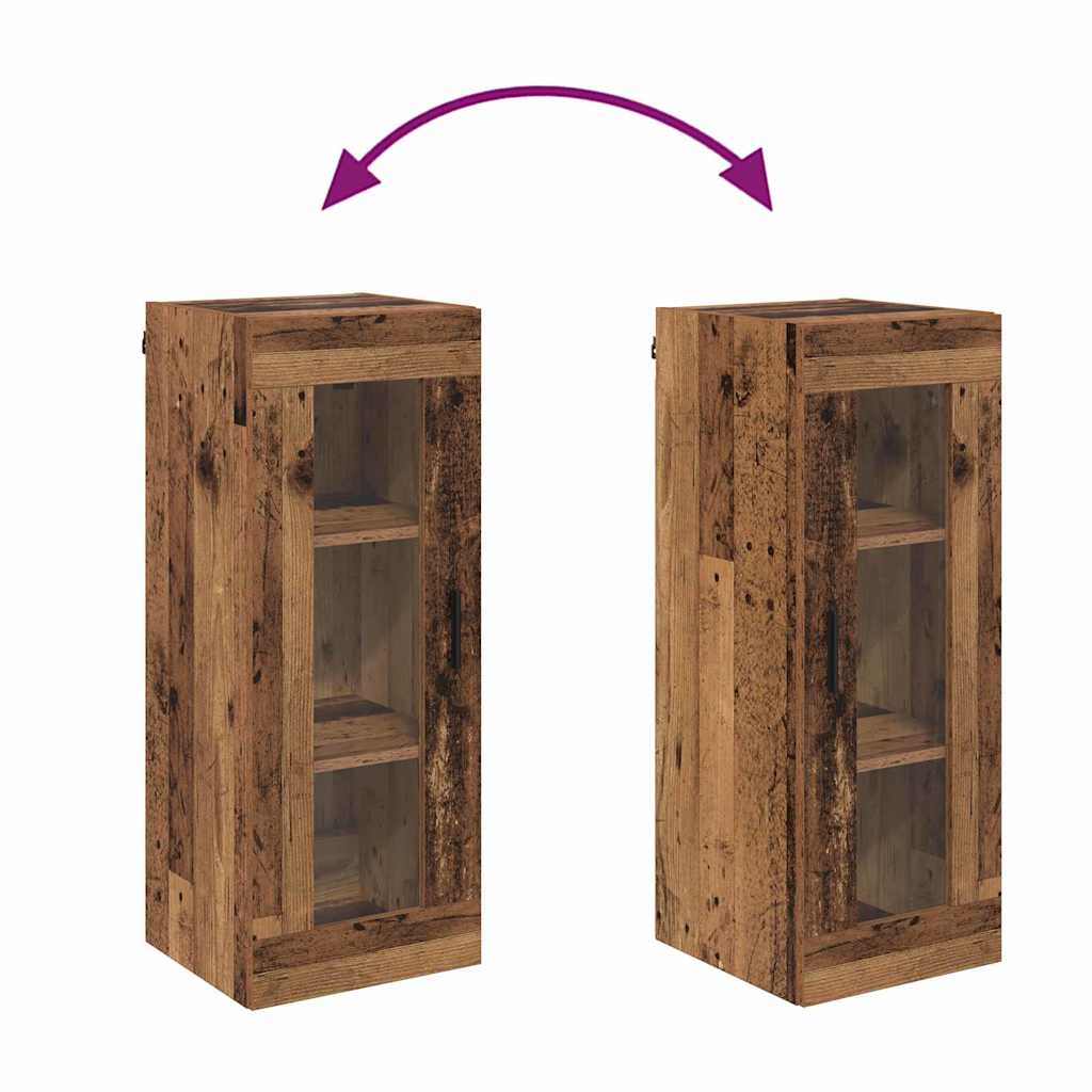 Veggskap Gamle tre 34,5 x 34 x 90 cm Sponplater og glass