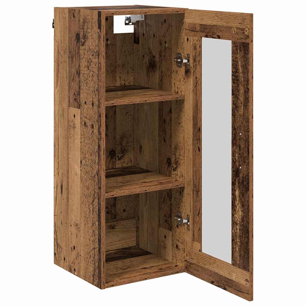 Veggskap Gamle tre 34,5 x 34 x 90 cm Sponplater og glass