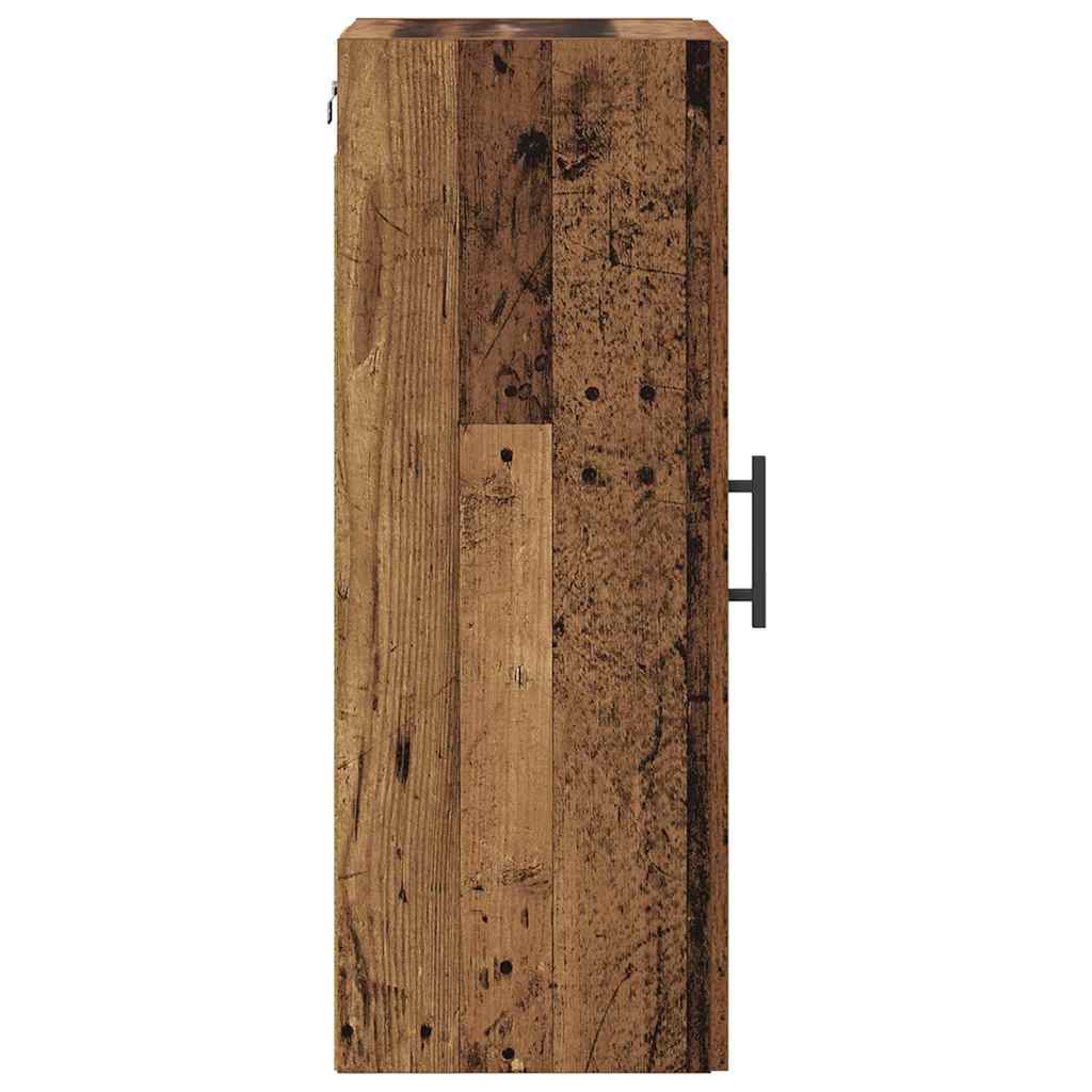 Veggskap Gamle tre 34,5 x 34 x 90 cm Sponplater og glass