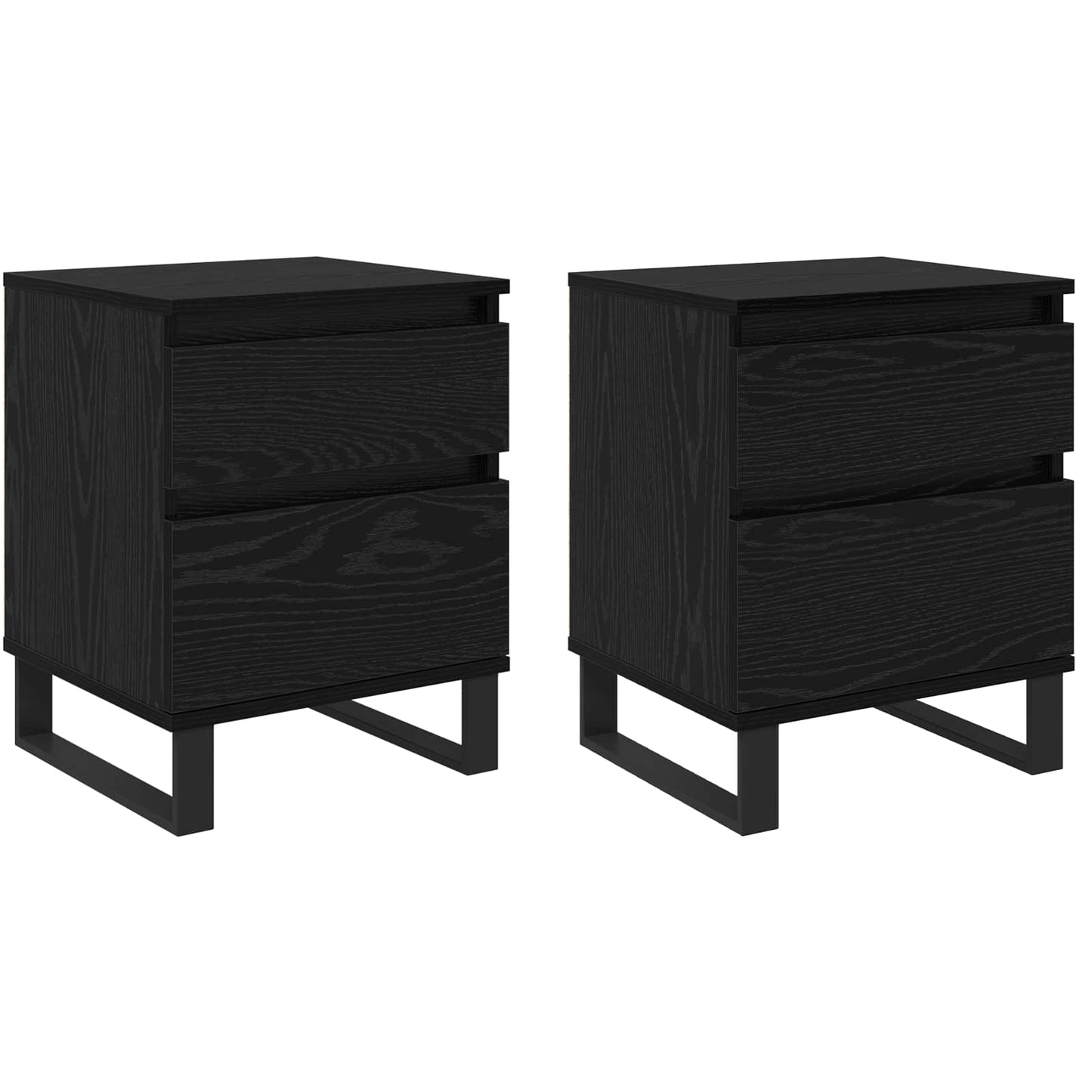 Nattbordskap 2 pcs Svart Eik 40 x 35 x 50 cm Konstruert tre