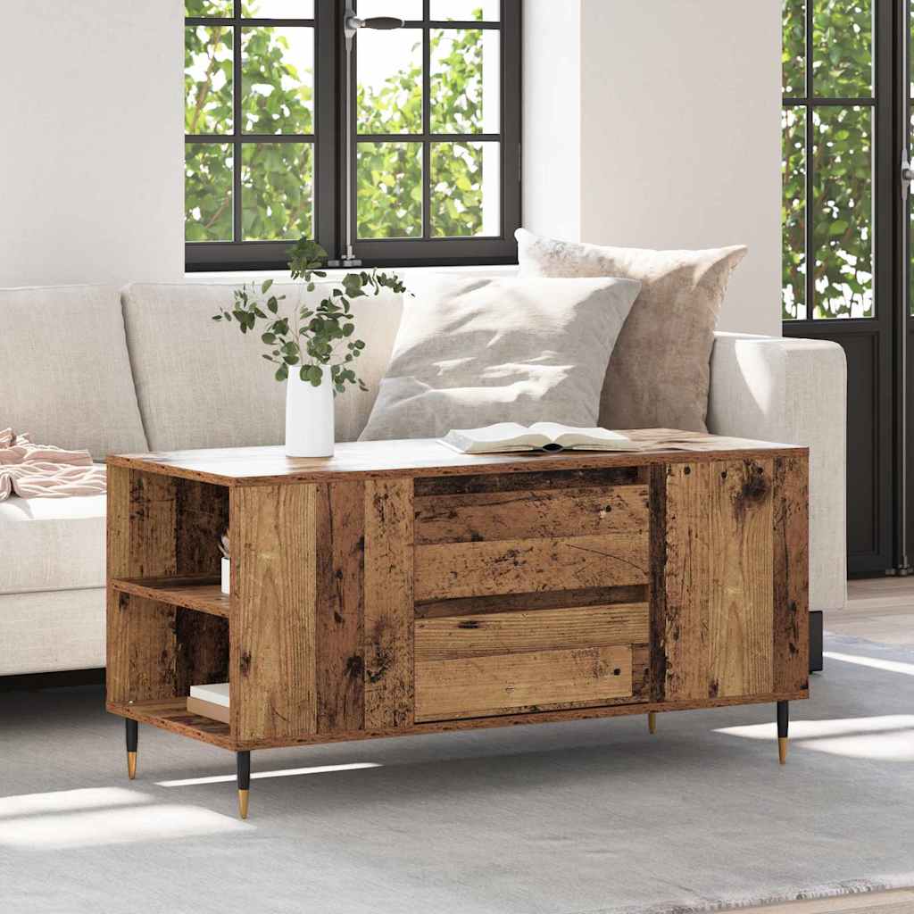 Kaffebord med skuff Gamle tre 102 x 44,5 x 50 cm Konstruert tre