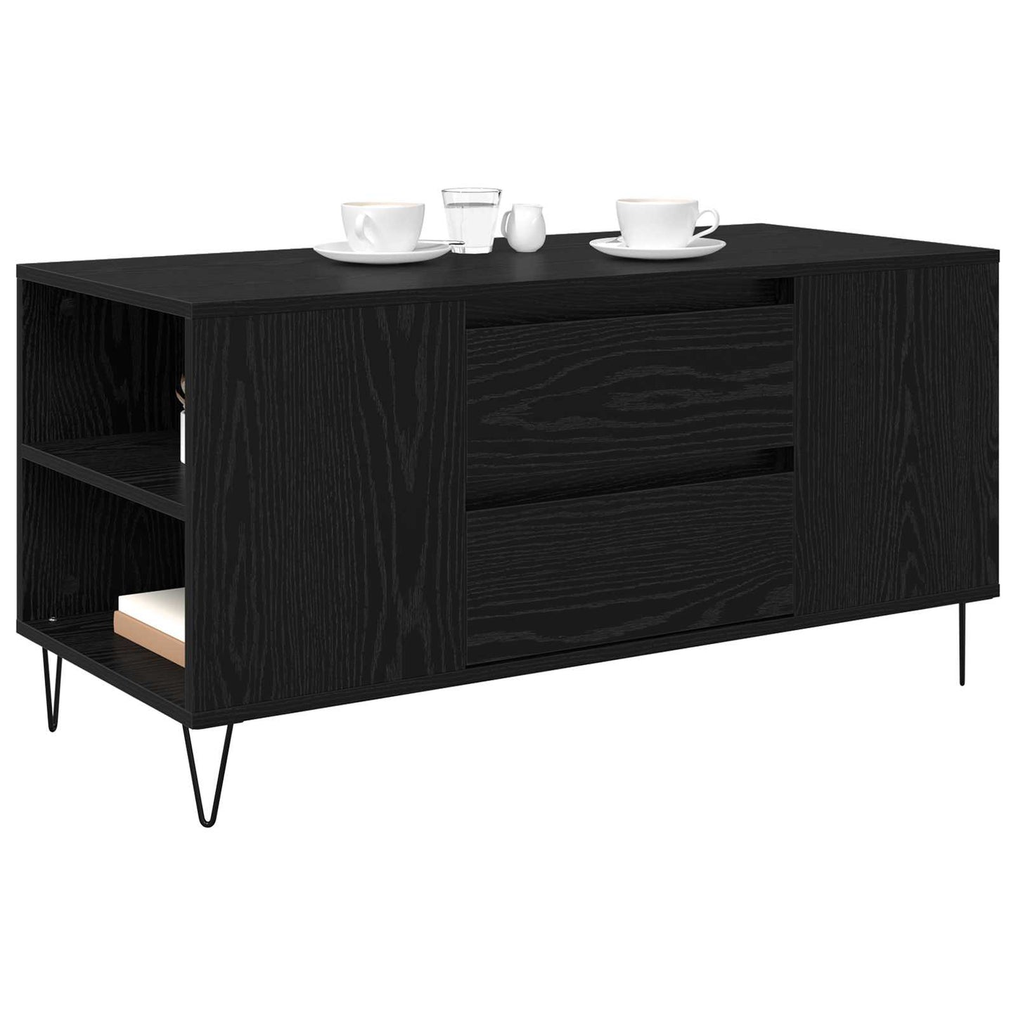 Kaffebord med skuff Svart Eik 102 x 44,5 x 50 cm Konstruert tre