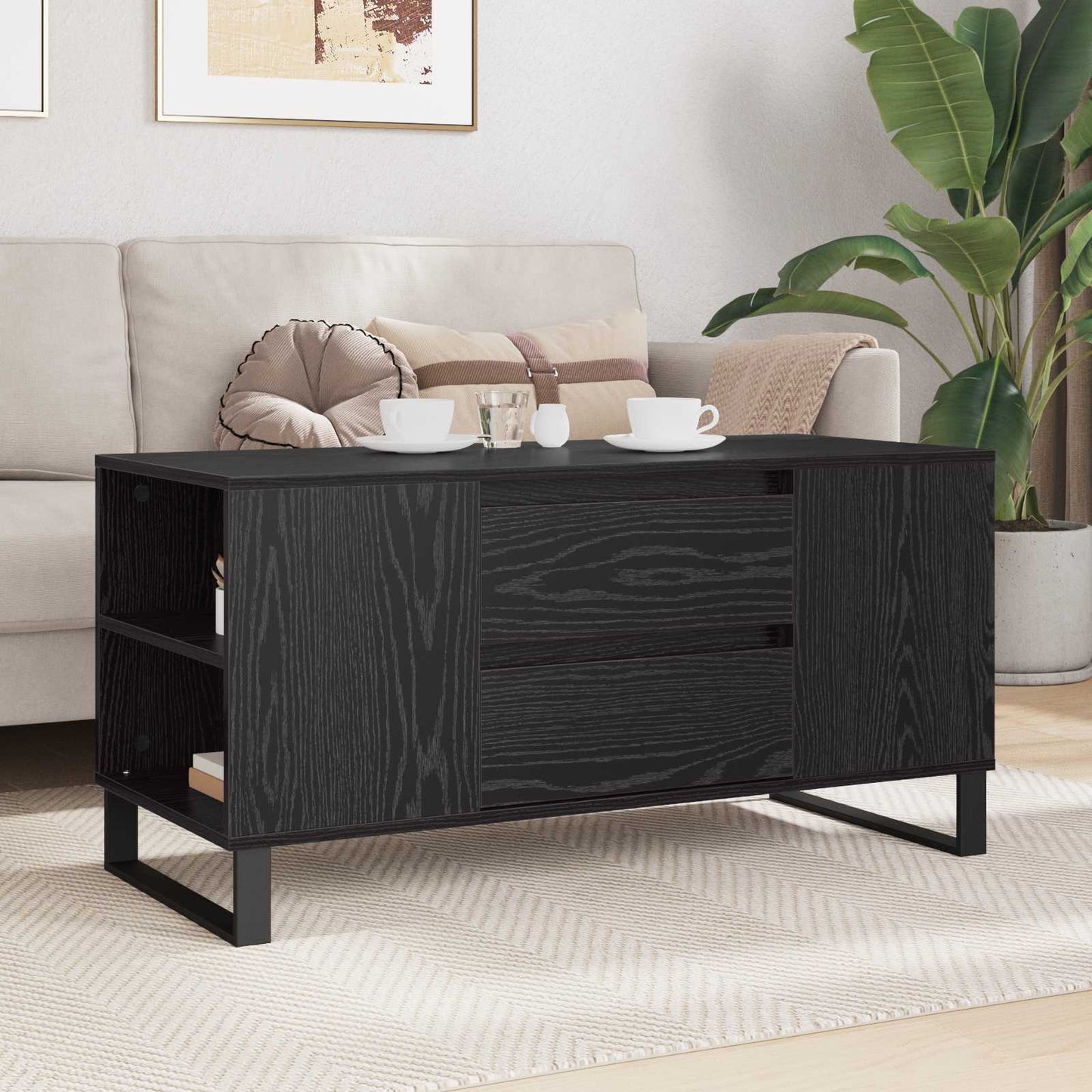 Kaffebord Svart Eik 102 x 44,5 x 50 cm Konstruert tre