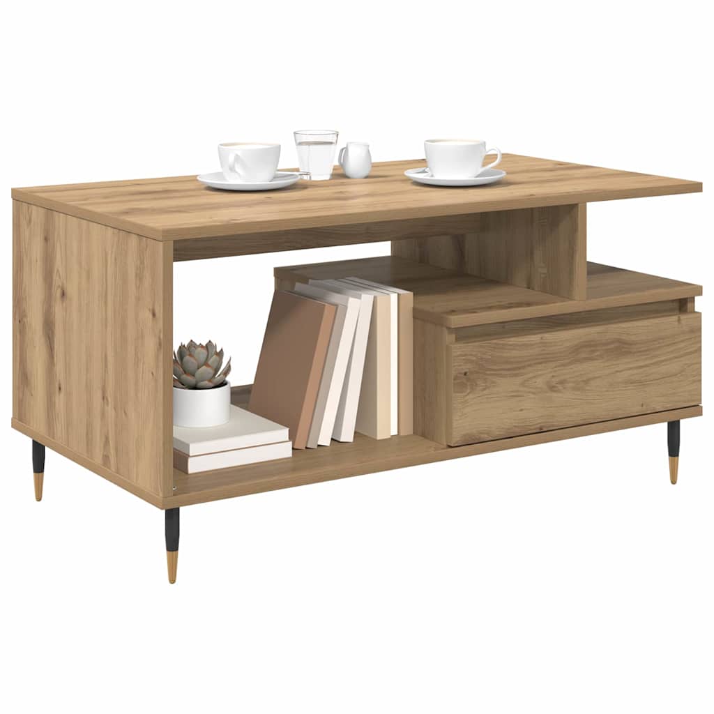 Kaffebord med skuff Artisan Eik 90 x 49 x 45 cm Konstruert tre