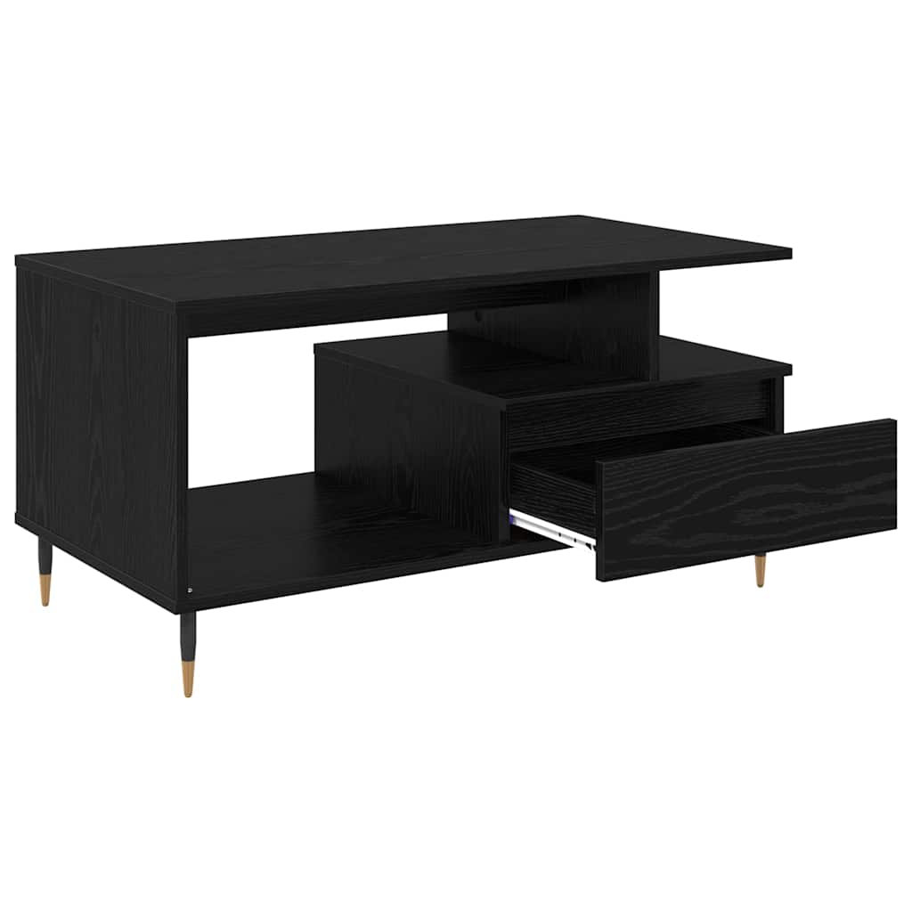 Kaffebord med skuff Svart Eik 90 x 49 x 45 cm Konstruert tre