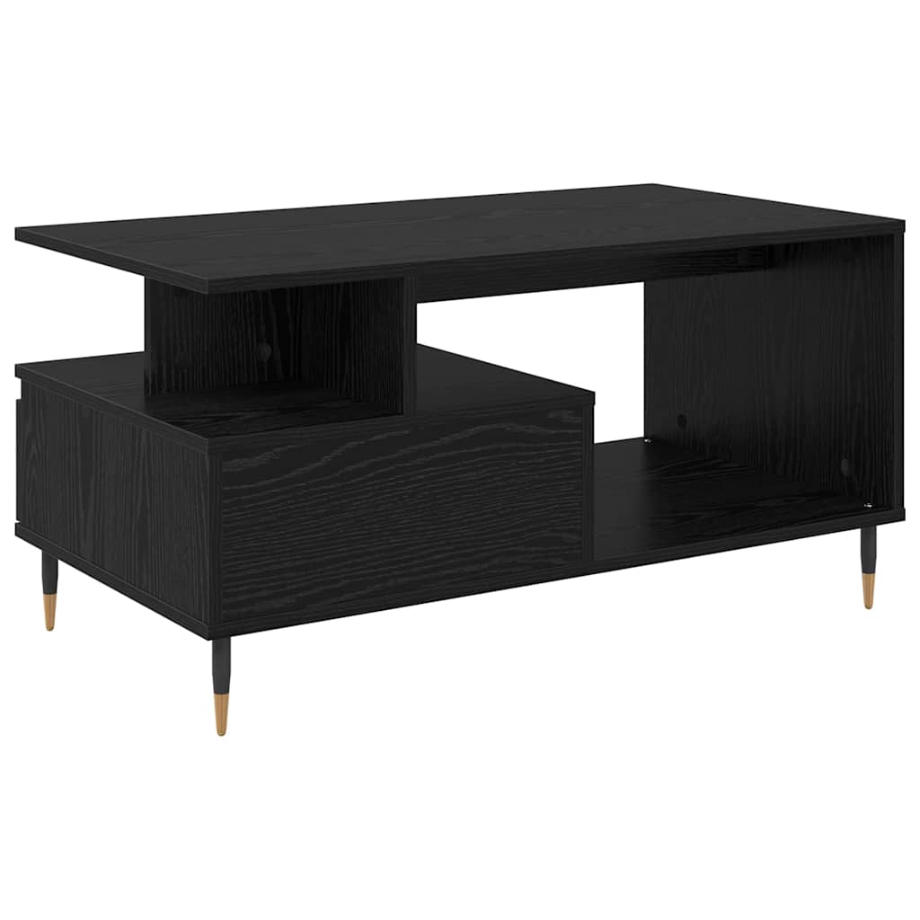 Kaffebord med skuff Svart Eik 90 x 49 x 45 cm Konstruert tre