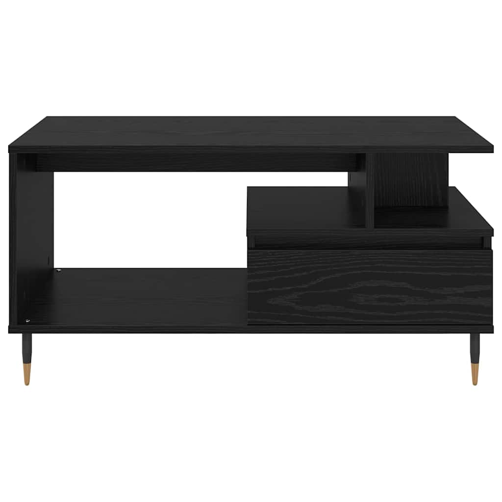 Kaffebord med skuff Svart Eik 90 x 49 x 45 cm Konstruert tre