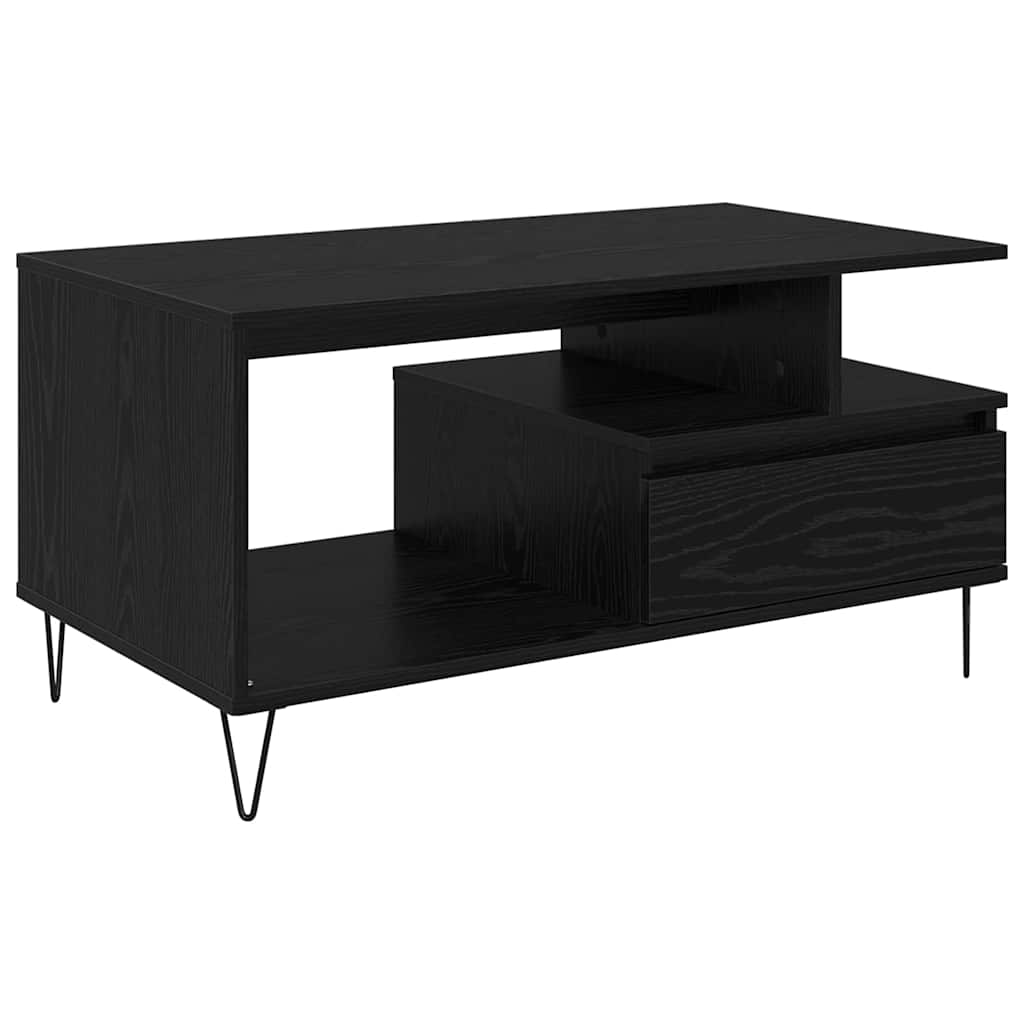 Kaffebord med skuff Svart Eik 90 x 49 x 45 cm Konstruert tre